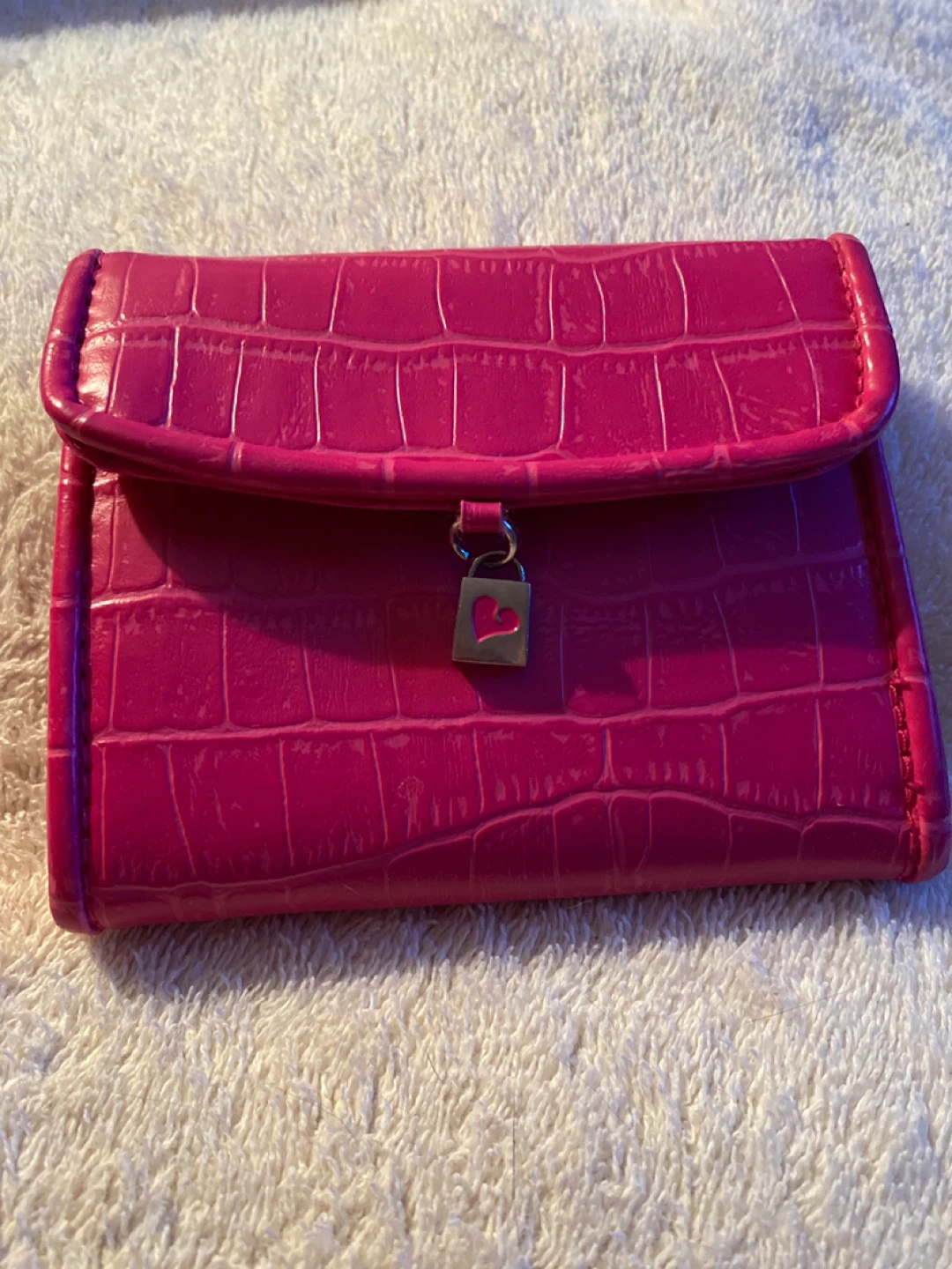 Pink Crocodile Print Wallet
