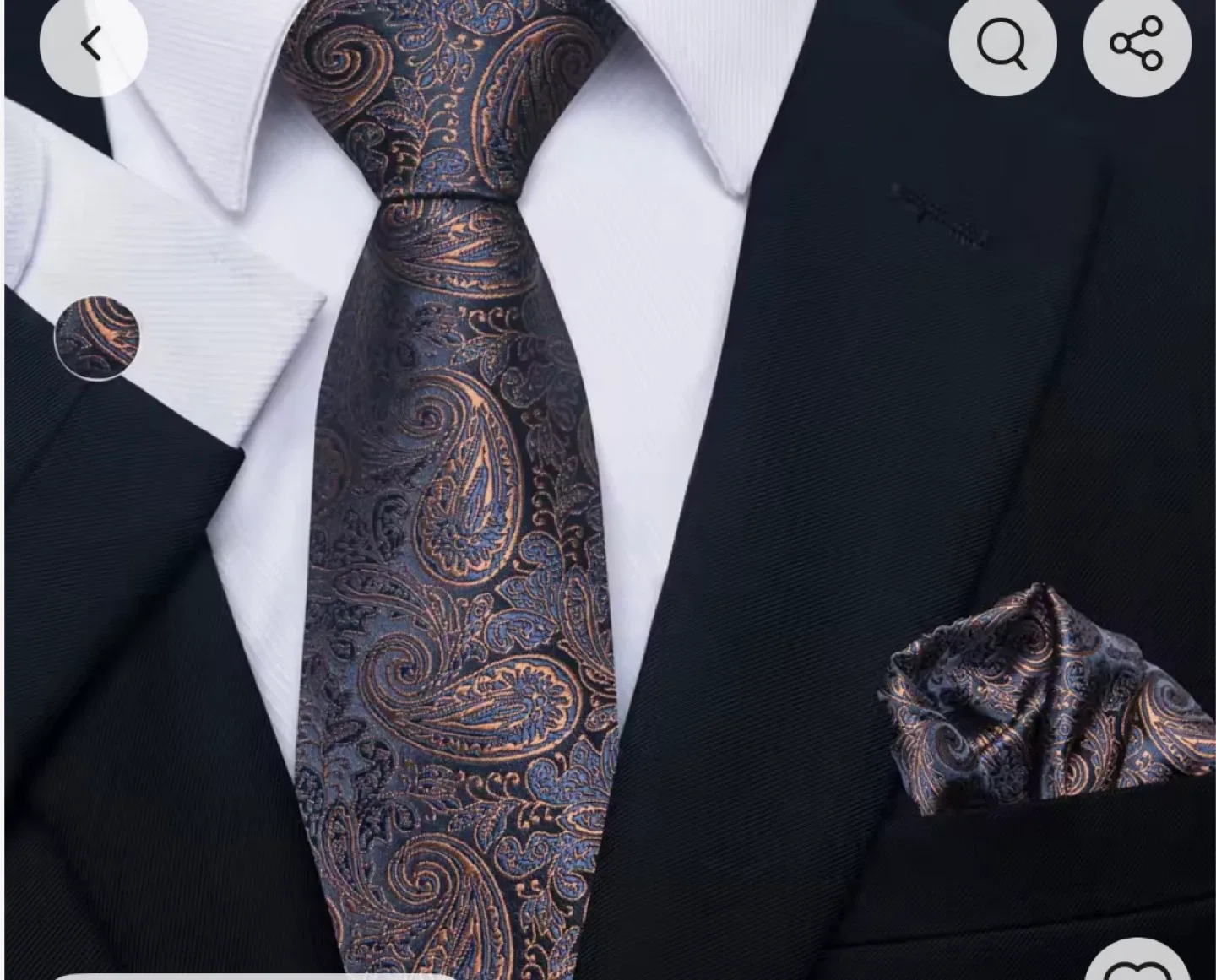 Vangise Silk Tie, Handkerchief & Cufflinks Set - New