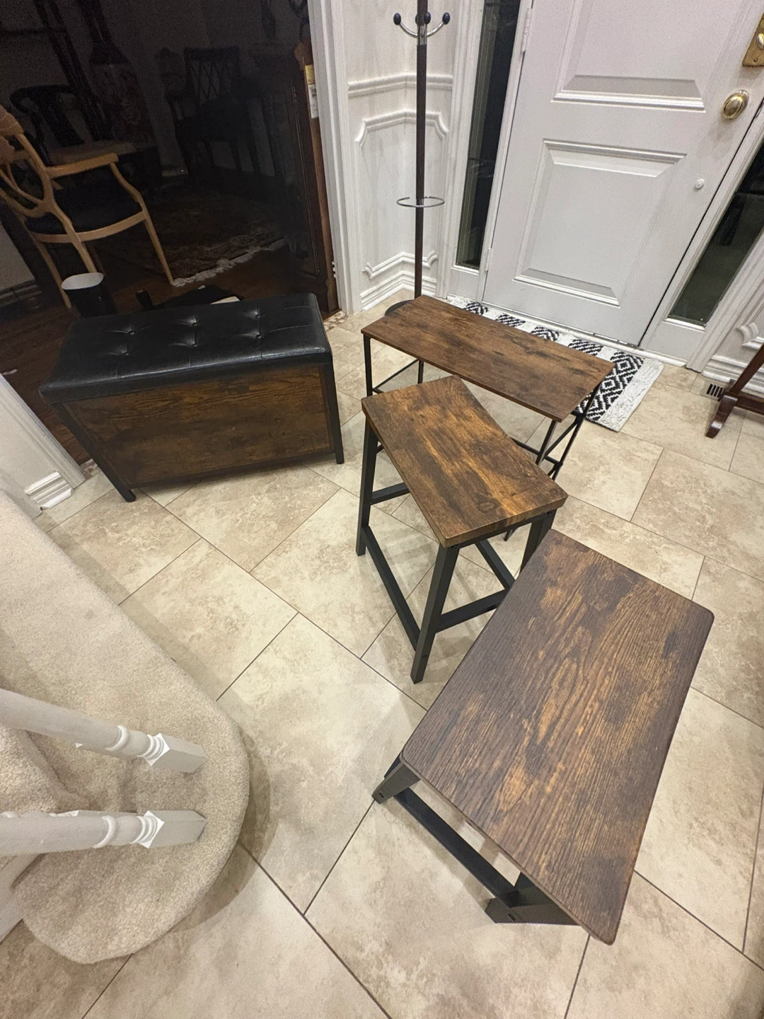 Storage Ottoman and Bar Stools and bench
