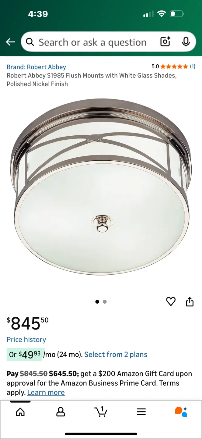 Robert Abbey S1985 Flush Mount Light thumbnail