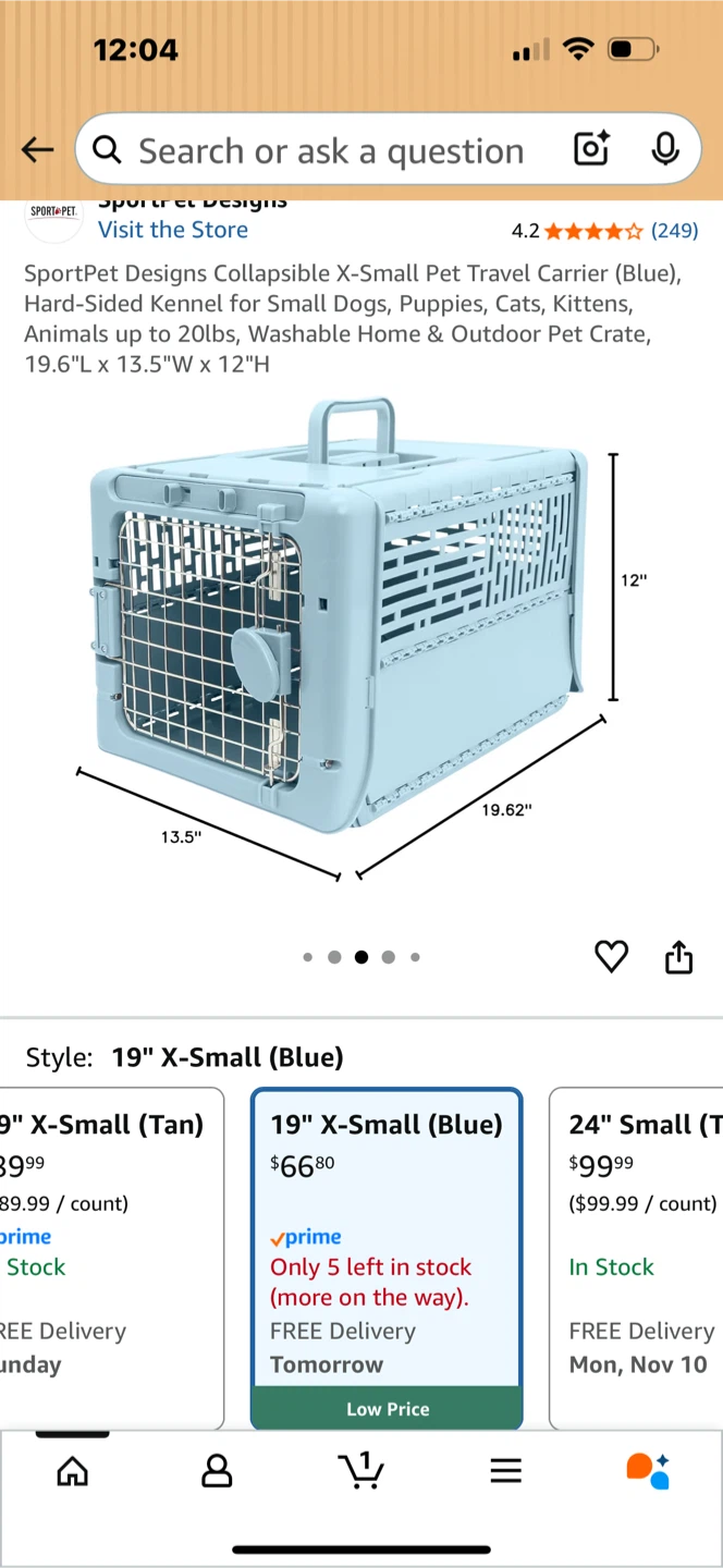 SportPet Designs X-Small Pet Travel Carrier (Blue) - photo 5