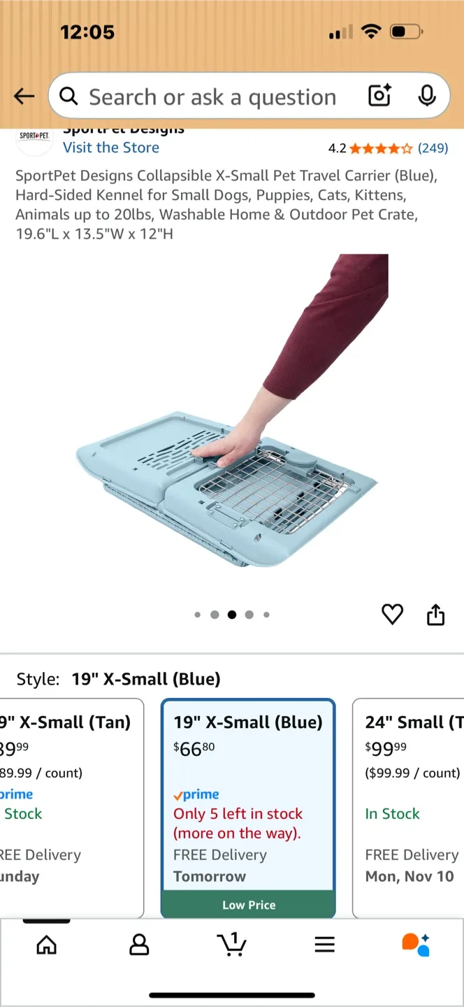 SportPet Designs X-Small Pet Travel Carrier (Blue) image indicator(3)