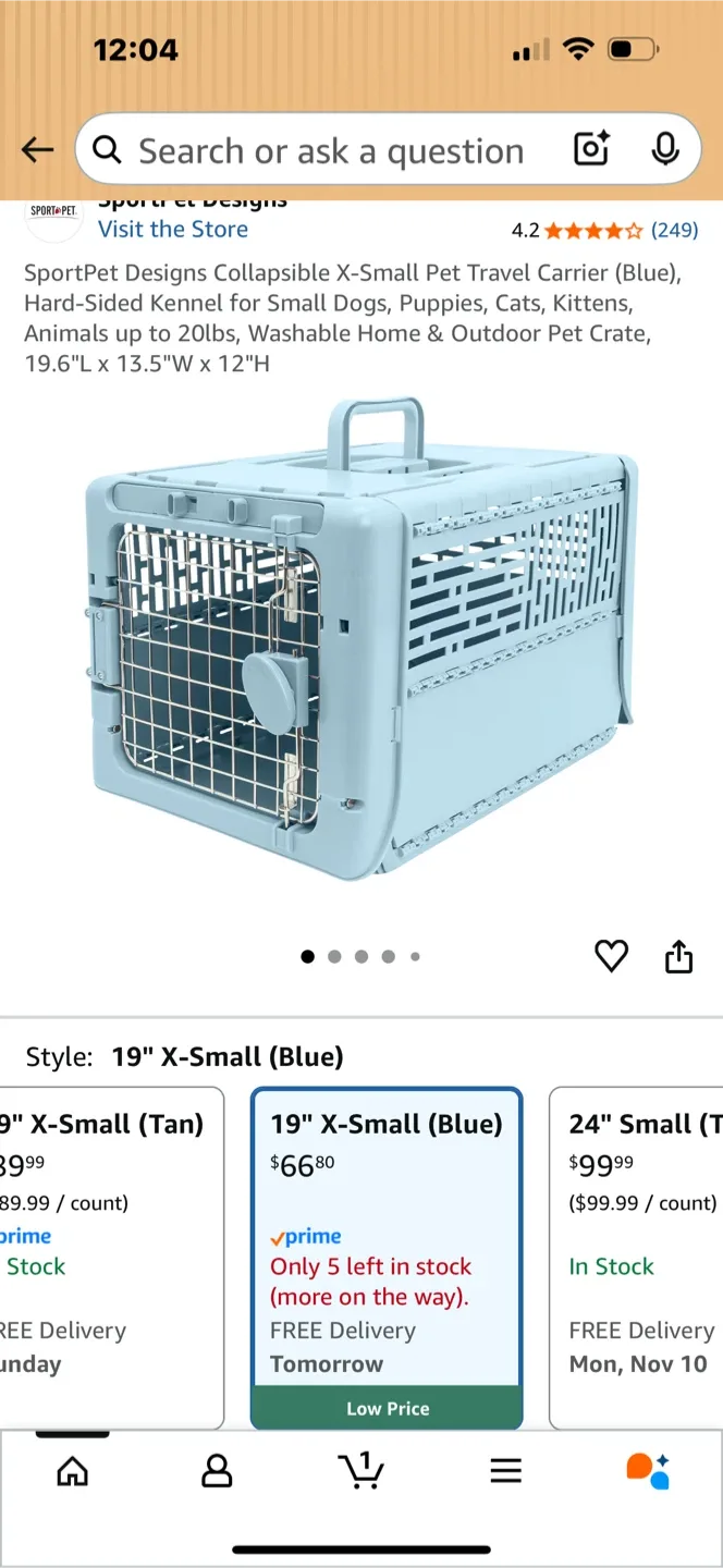 SportPet Designs X-Small Pet Travel Carrier (Blue) image indicator(4)