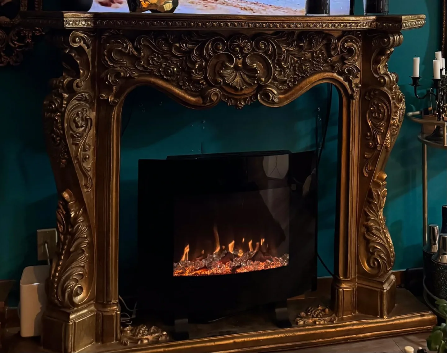 Electric Fireplace with heater image indicator(2)