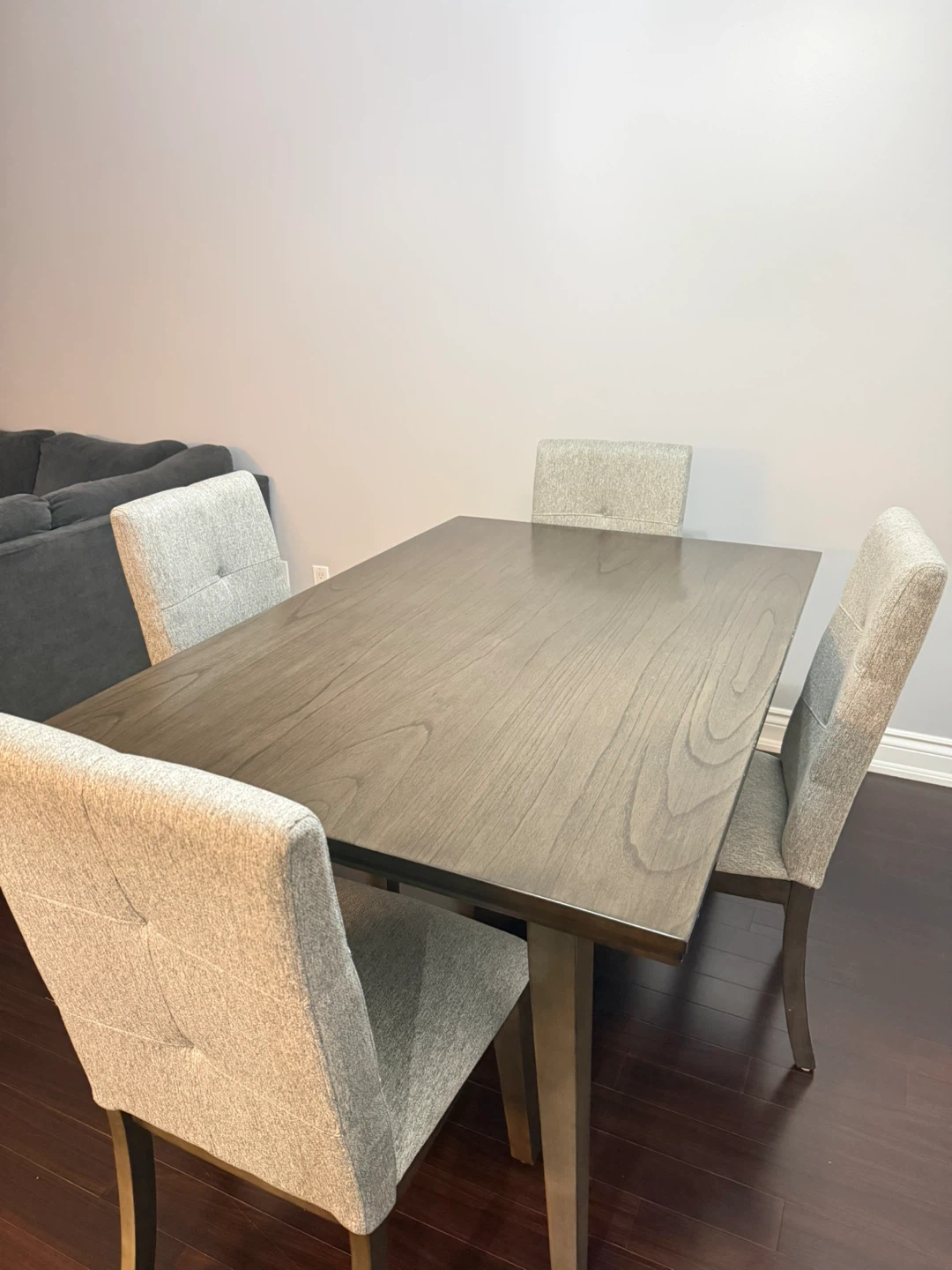 Dining Table with 4 Chairs - Grey Fabric