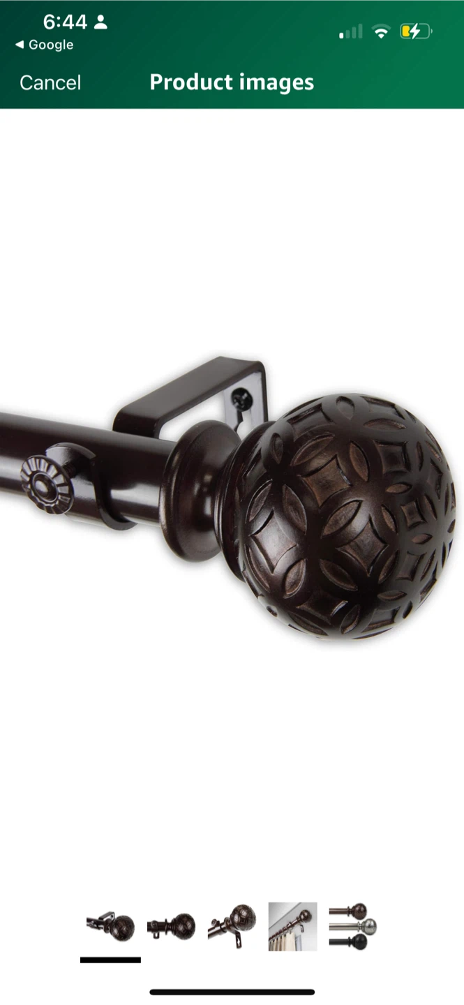 Brown Curtain Rod with Decorative Finial