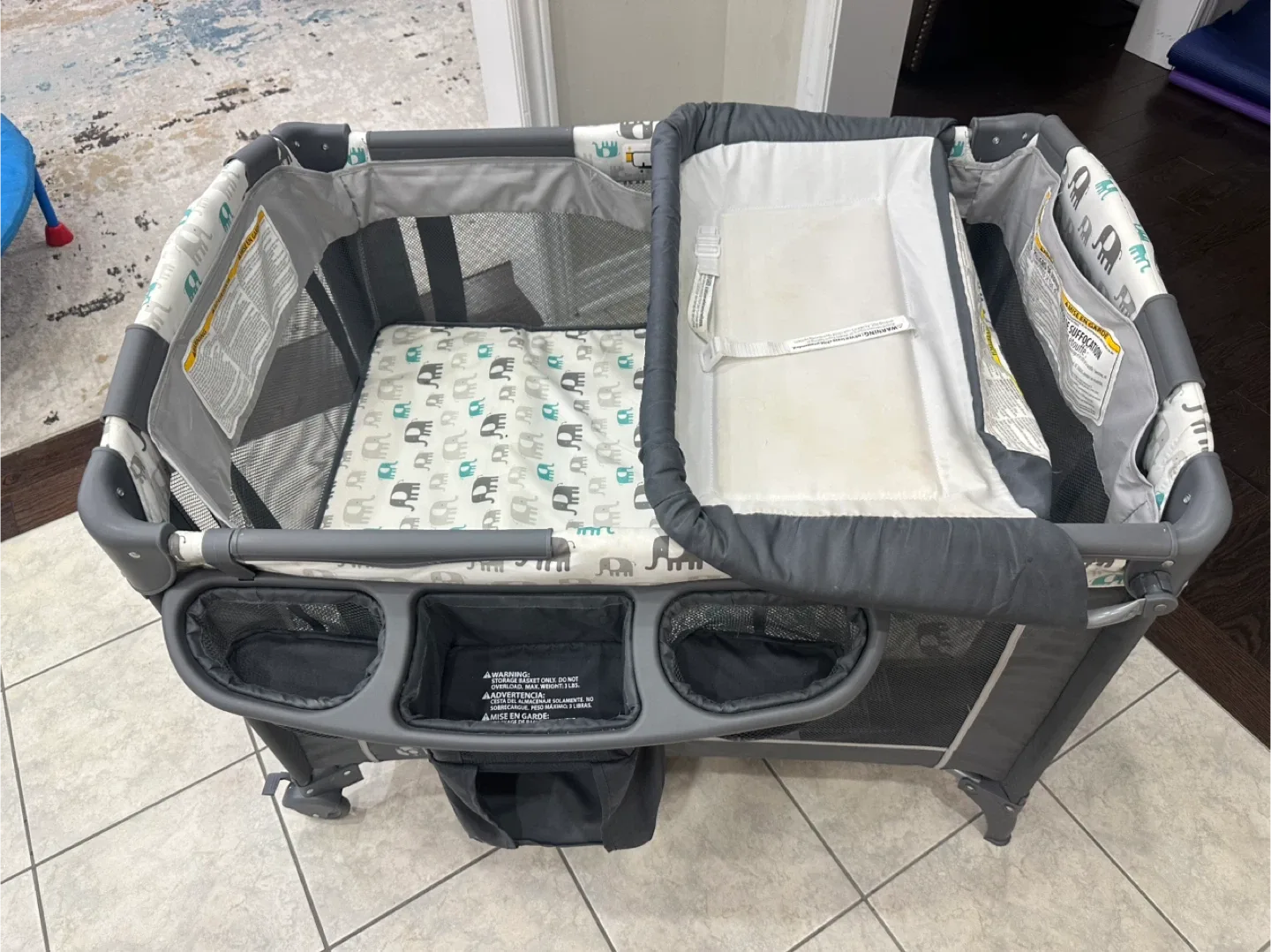 Baby Trend Playpen - Grey with Elephant Print image indicator(2)