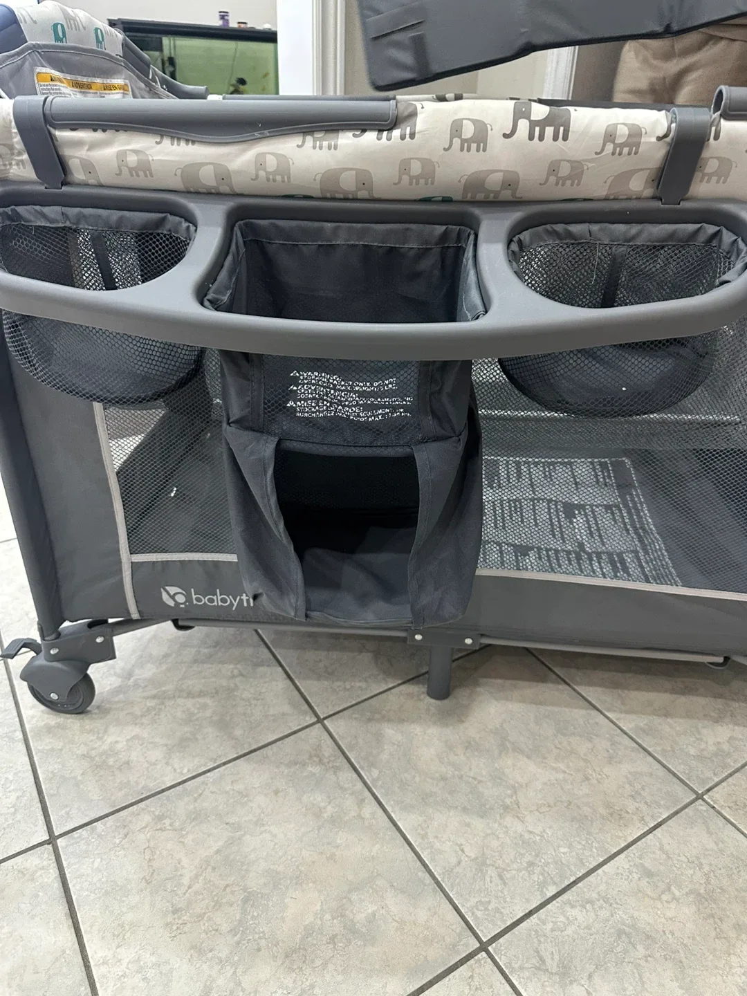 Baby Trend Playpen - Grey with Elephant Print image indicator(4)