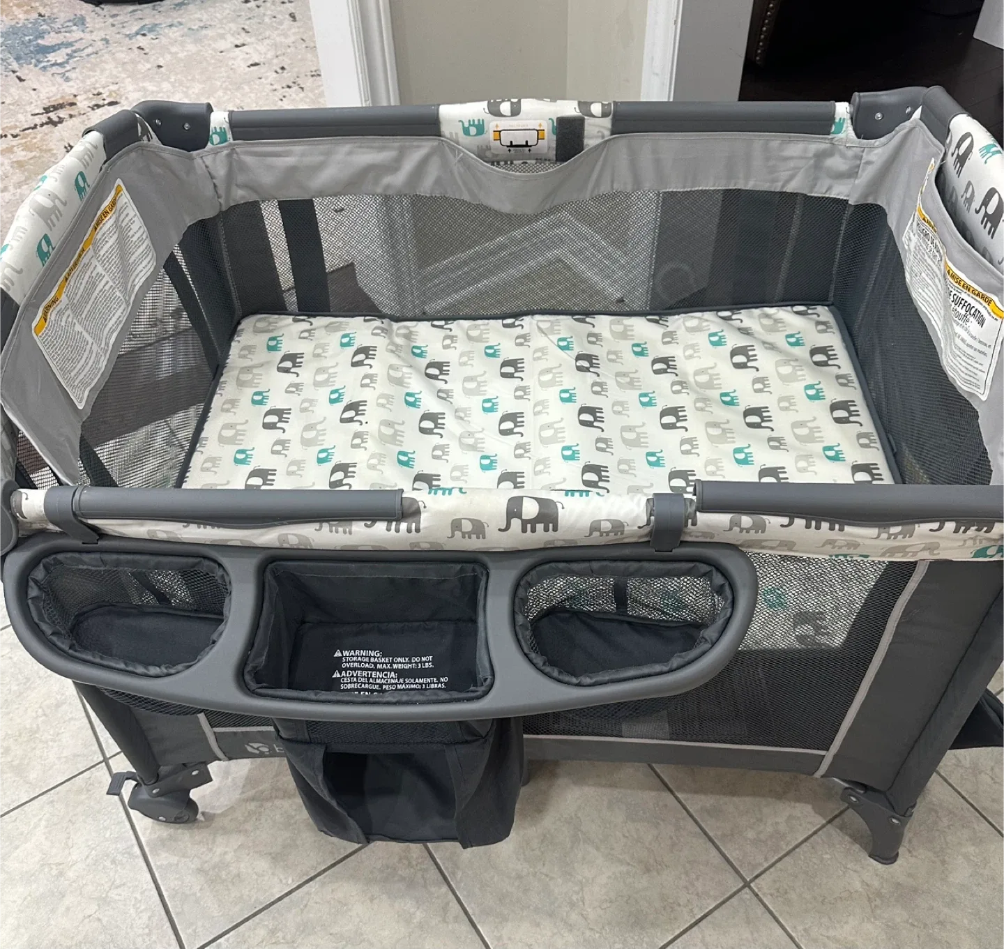 Baby Trend Playpen - Grey with Elephant Print image indicator(5)