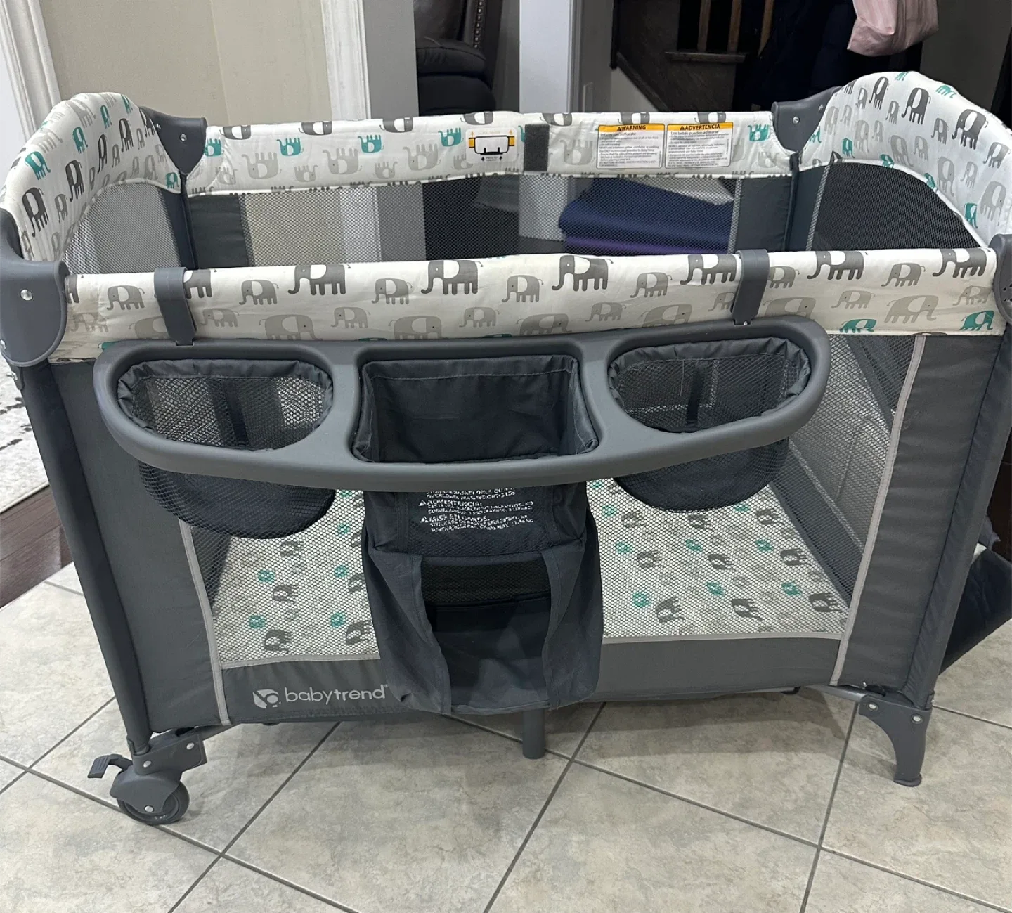 Baby Trend Playpen - Grey with Elephant Print image indicator(6)