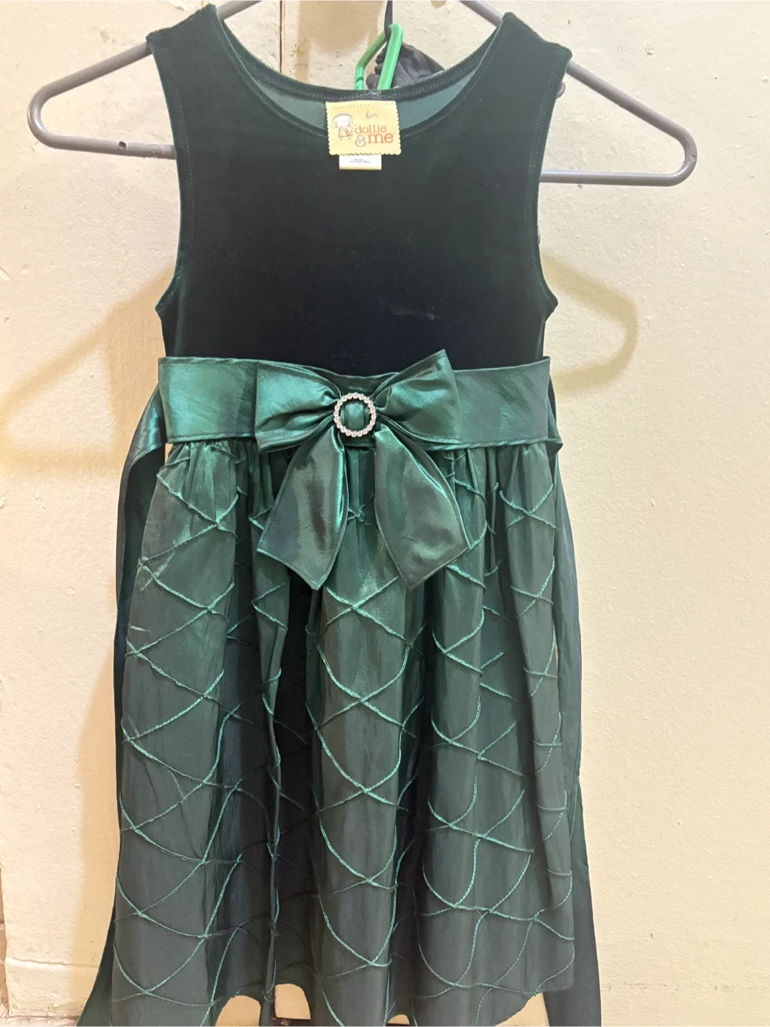 Bonnie Jean Green Velvet Dress