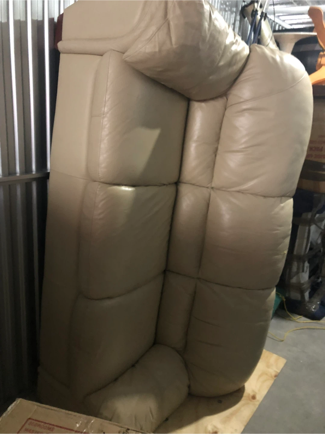 Beige Leather Sectional Sofa
