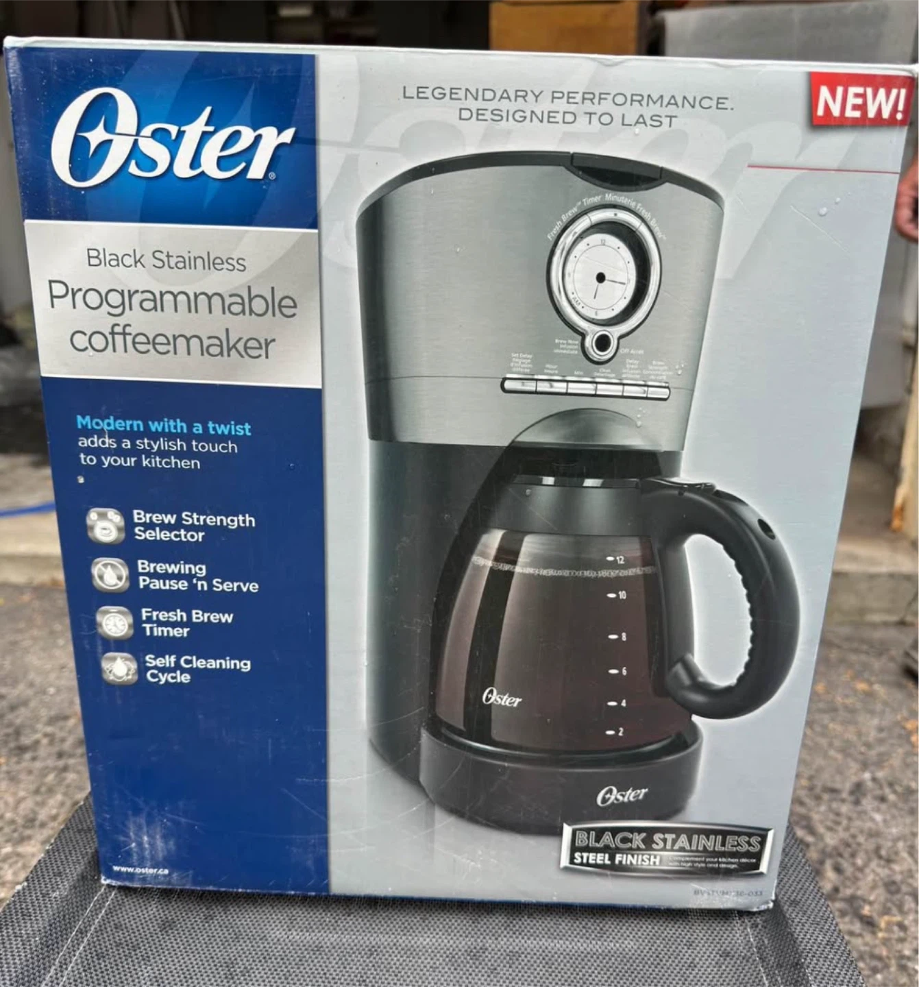 New Oster Black Stainless Programmable Coffeemaker