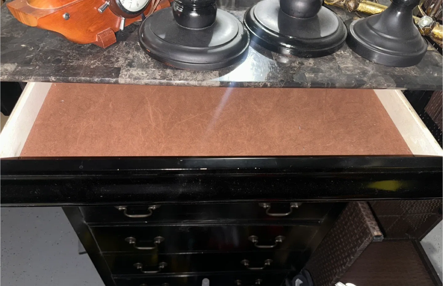 Black 6-Drawer Dresser with Marble Top image indicator(4)