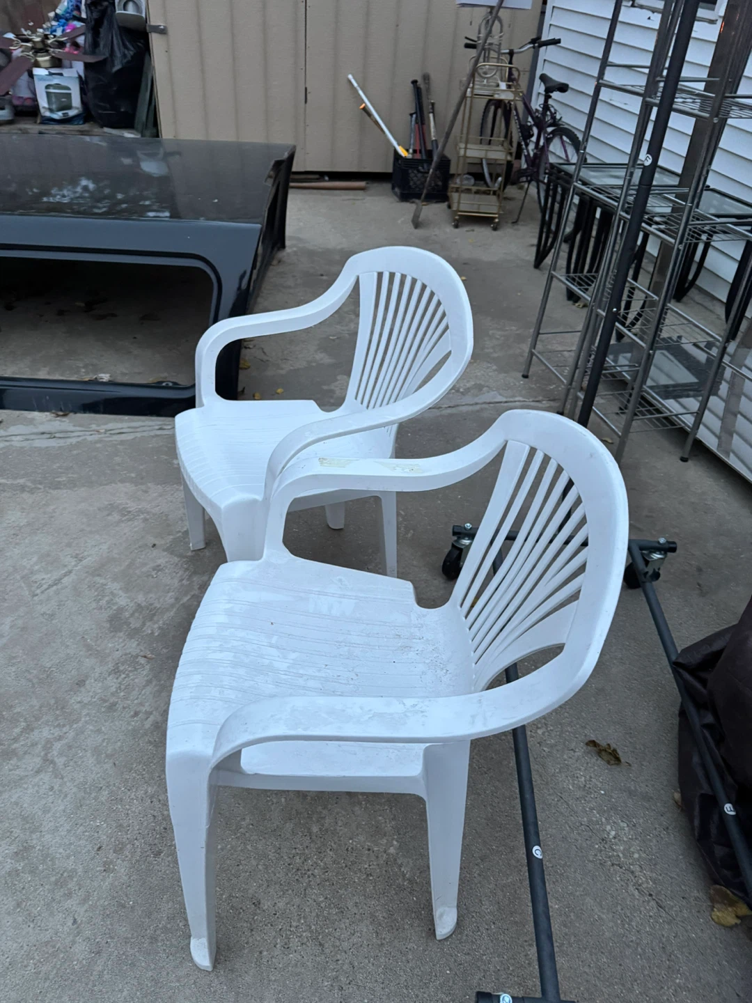 White Plastic Outdoor Chairs - Set of 2 - photo 2