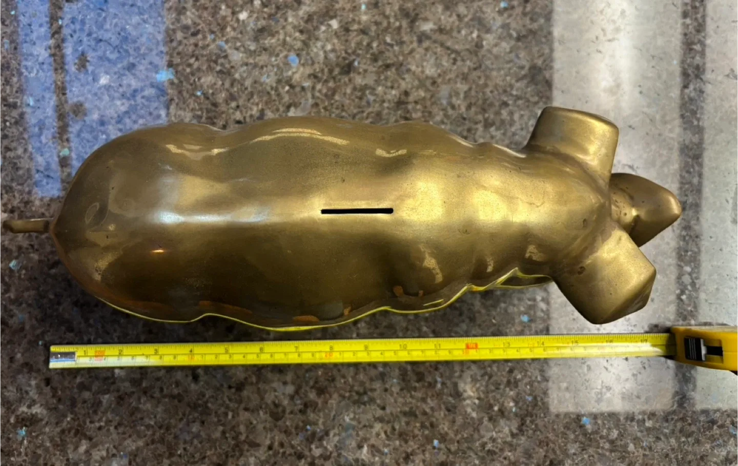 Large 16” vintage brass Piggy bank. image indicator(3)