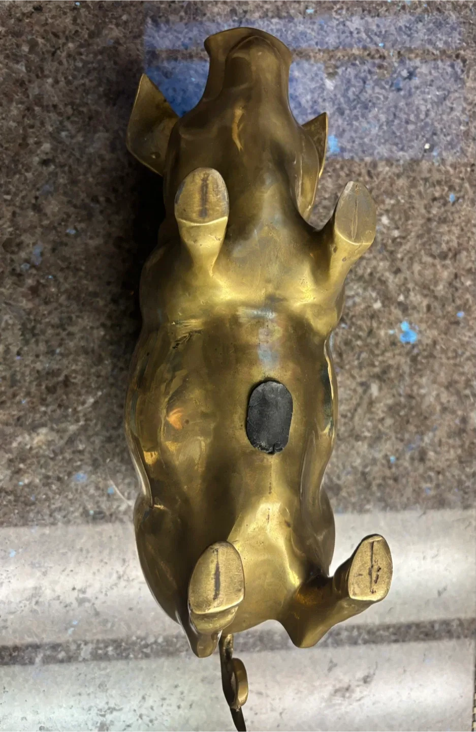 Large 16” vintage brass Piggy bank. image indicator(4)