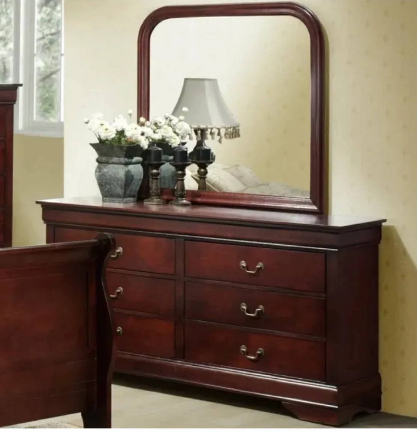 Large dresser with mirror and night stand image indicator(5)
