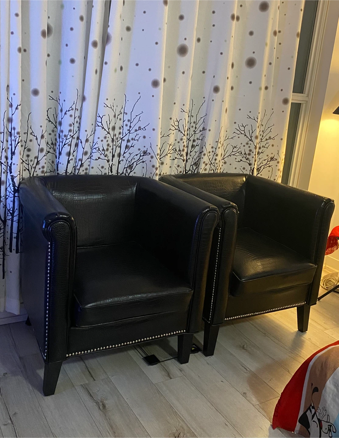 2 Faux Leather Accent Chairs