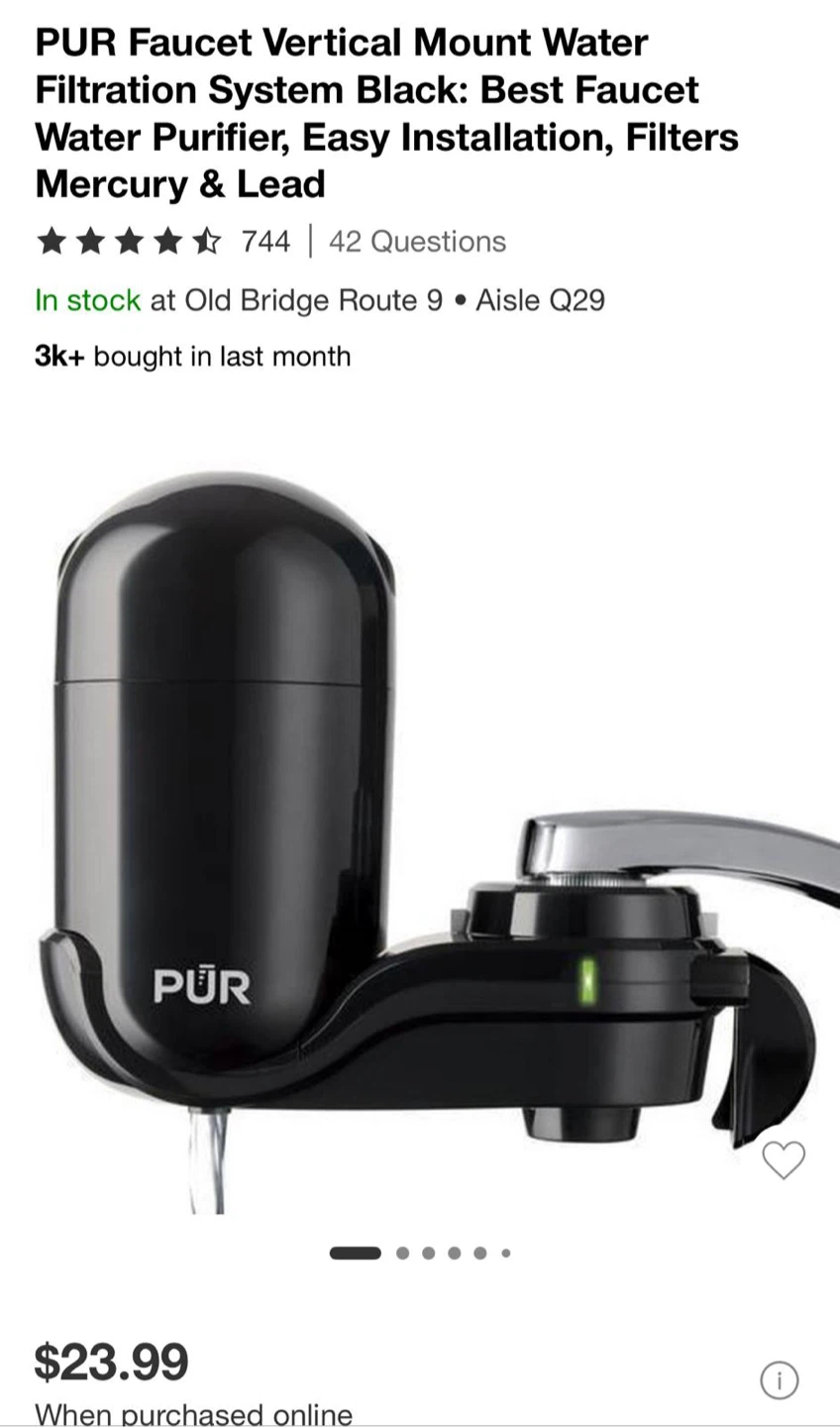 PUR Faucet Vertical Mount Water Filtration System - Black