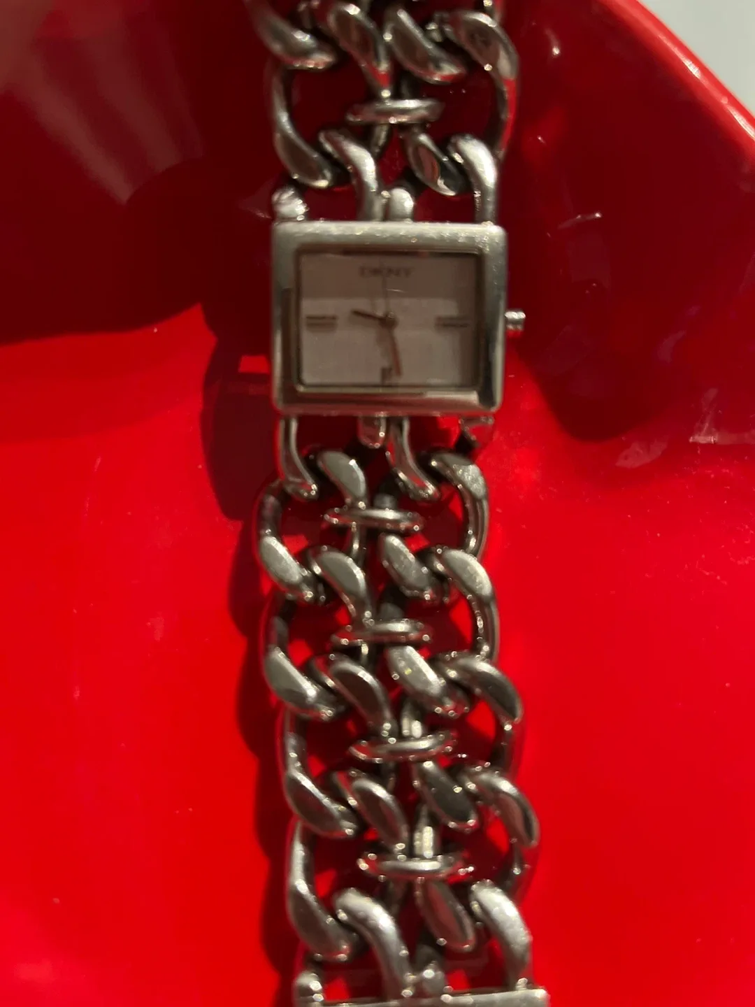 Beautiful 😍 Dkny women’s silver chain watch $60 image indicator(3)