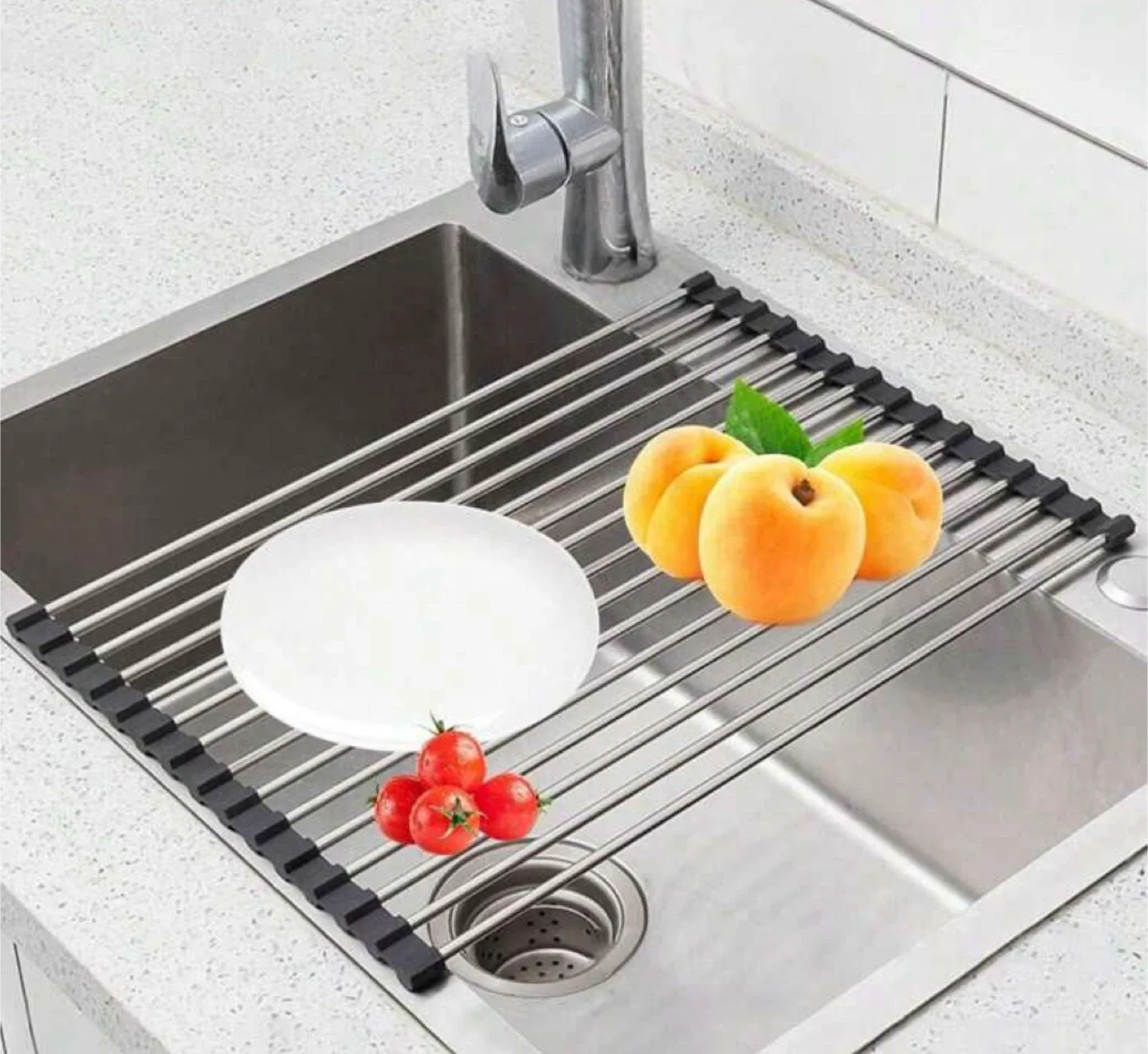 New - Roll Up Dish Drying Rack - Stainless Steel🥕 thumbnail