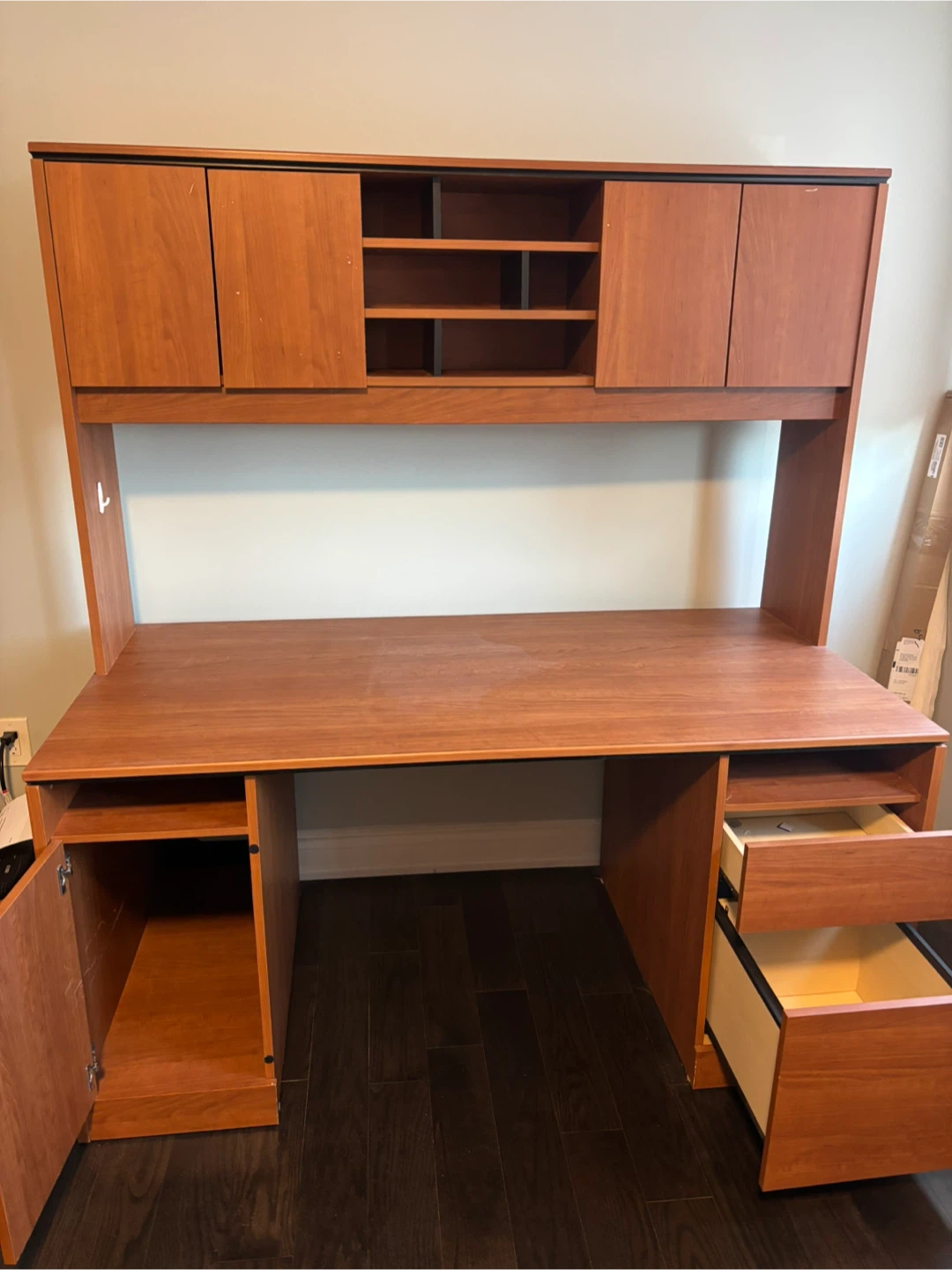 Wooden Desk with Hutch
