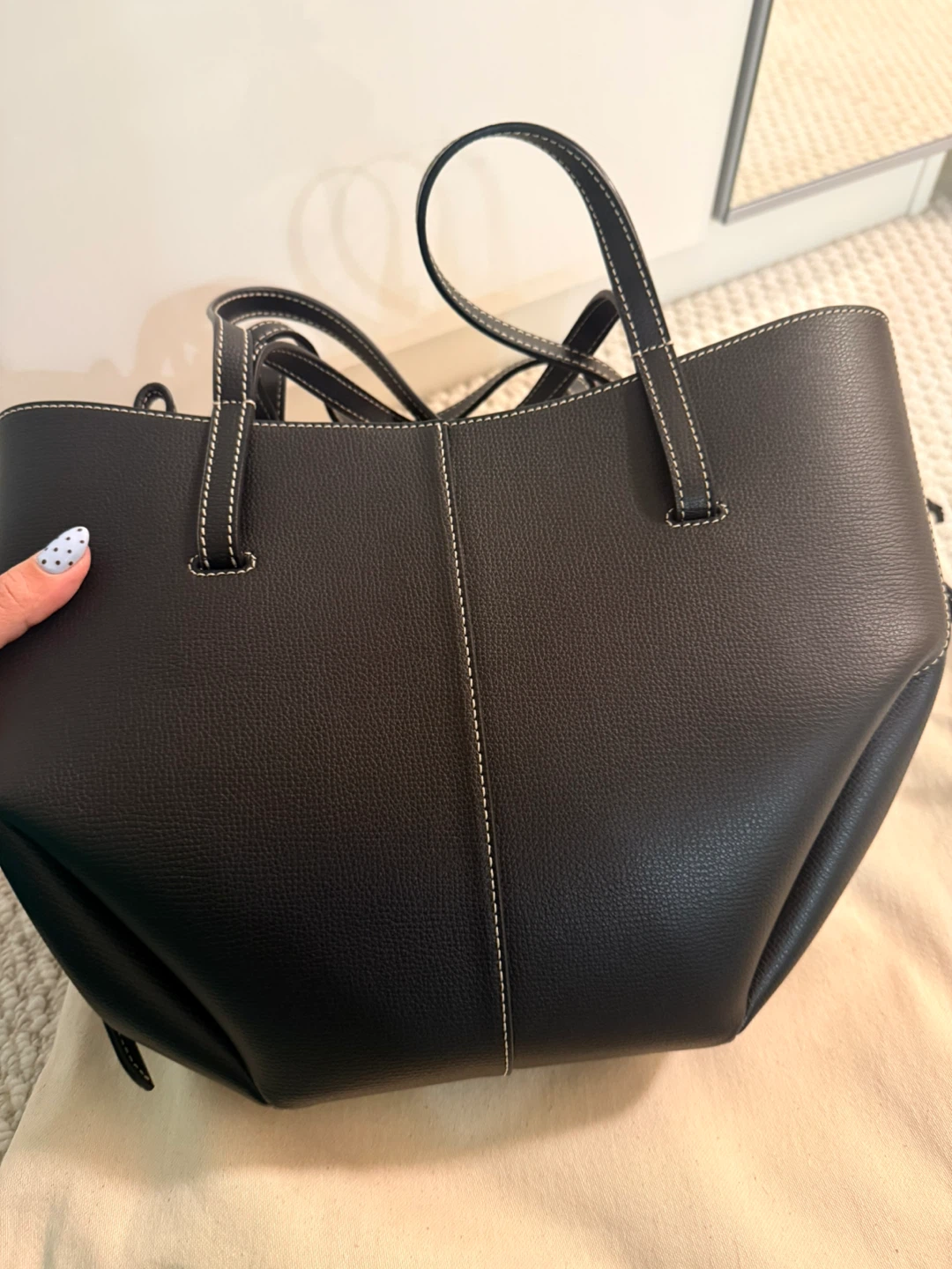 BRAND NEW Polène Cyme Mini Black Leather Tote Bag - photo 5