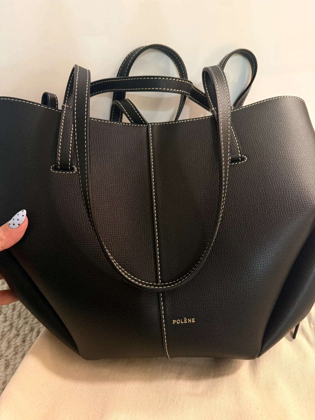 BRAND NEW Polène Cyme Mini Black Leather Tote Bag - photo 2