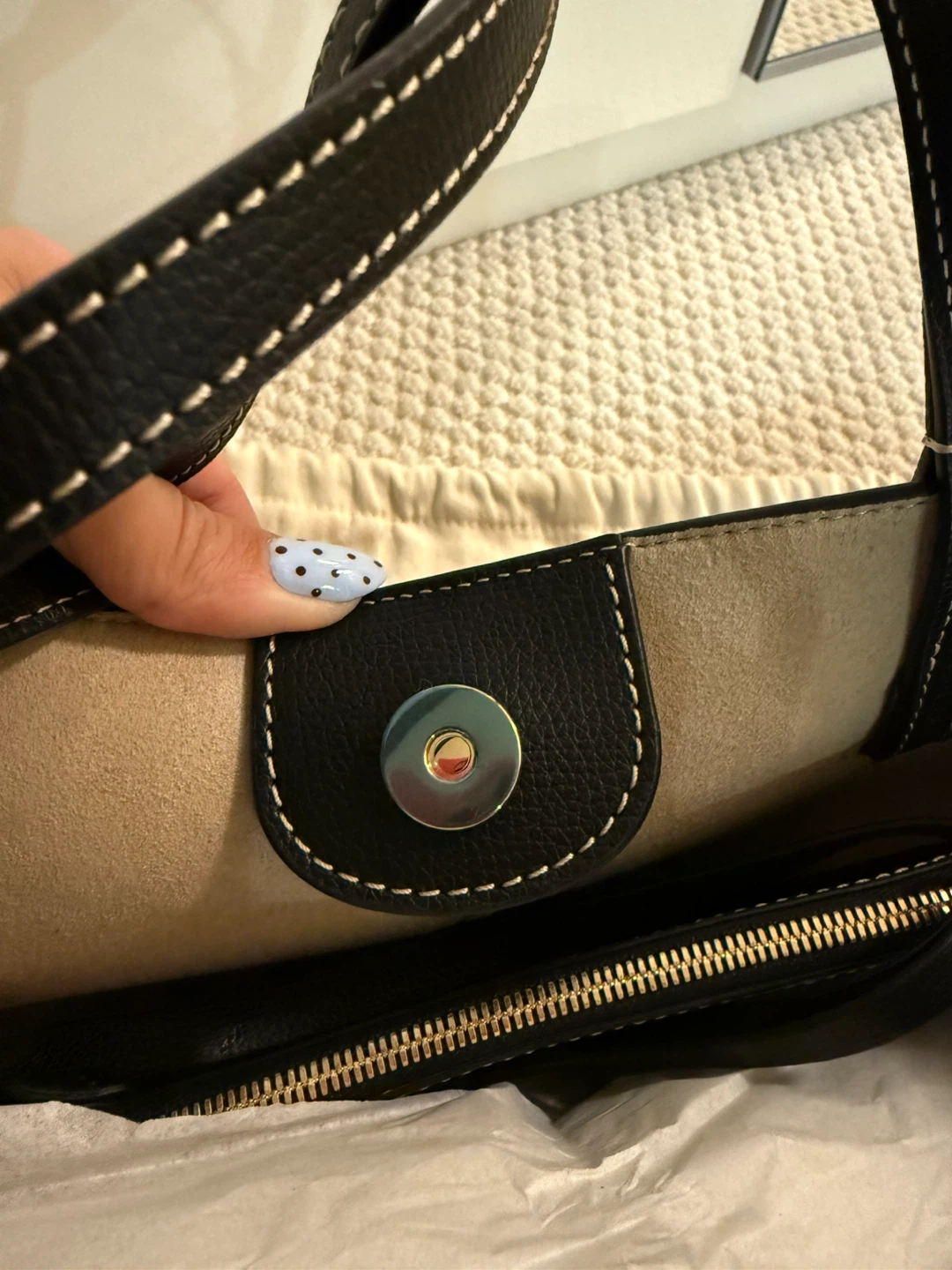 BRAND NEW Polène Cyme Mini Black Leather Tote Bag - photo 4