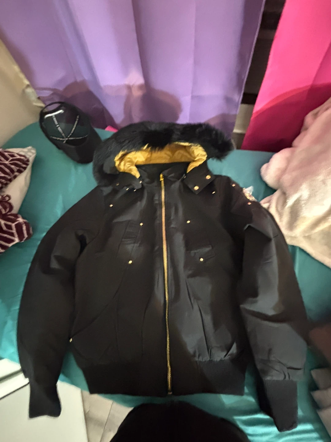 Moose Knuckles Black Bomber Jacket