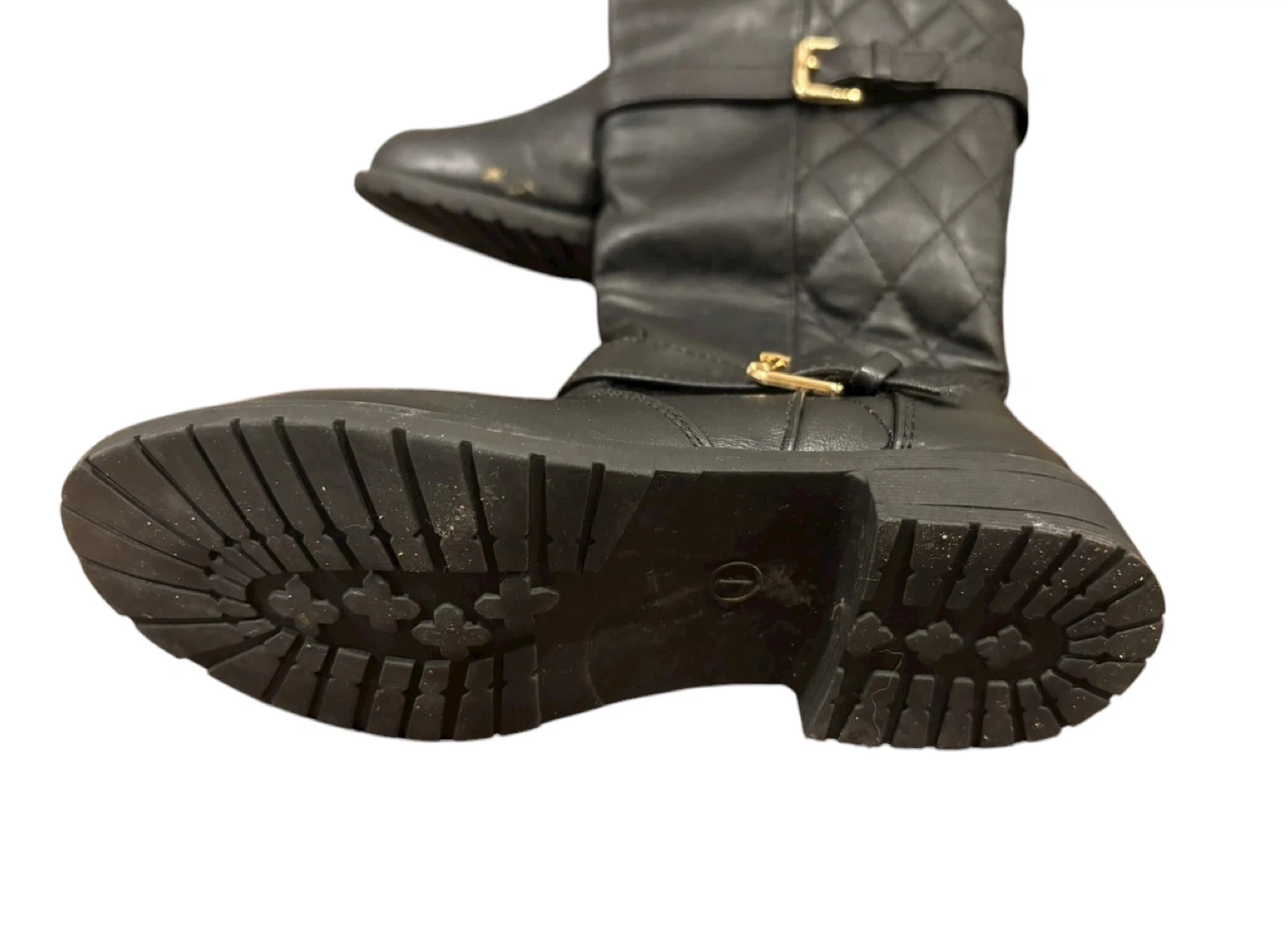Black Quilted Girl Boots Size 1Y - photo 2