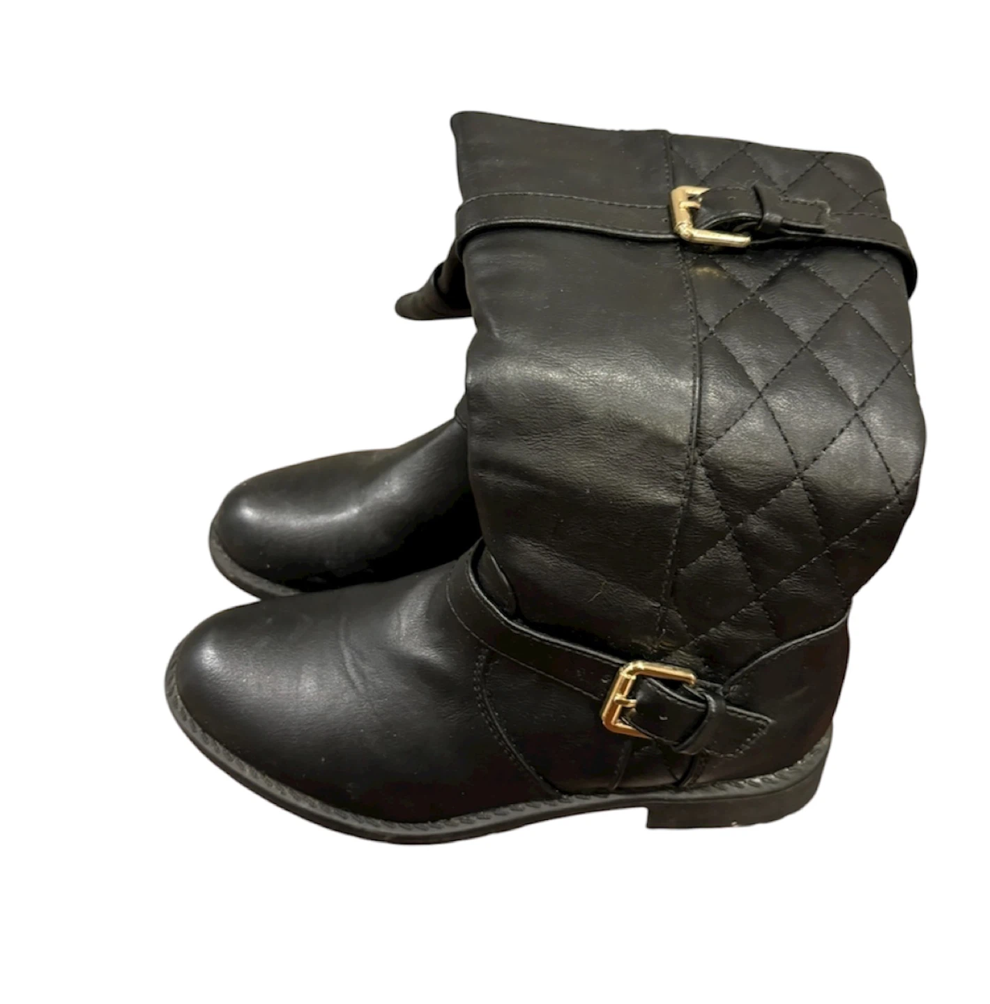 Black Quilted Girl Boots Size 1Y