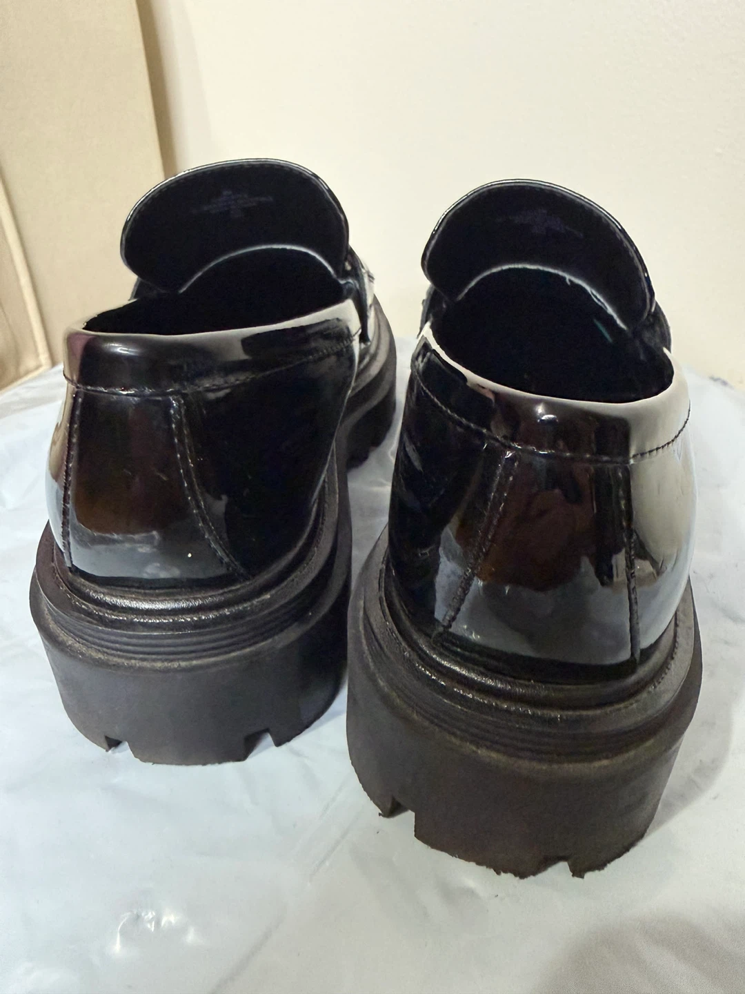 Guess Black Platform Loafers with Gold Chain Detail - photo 2