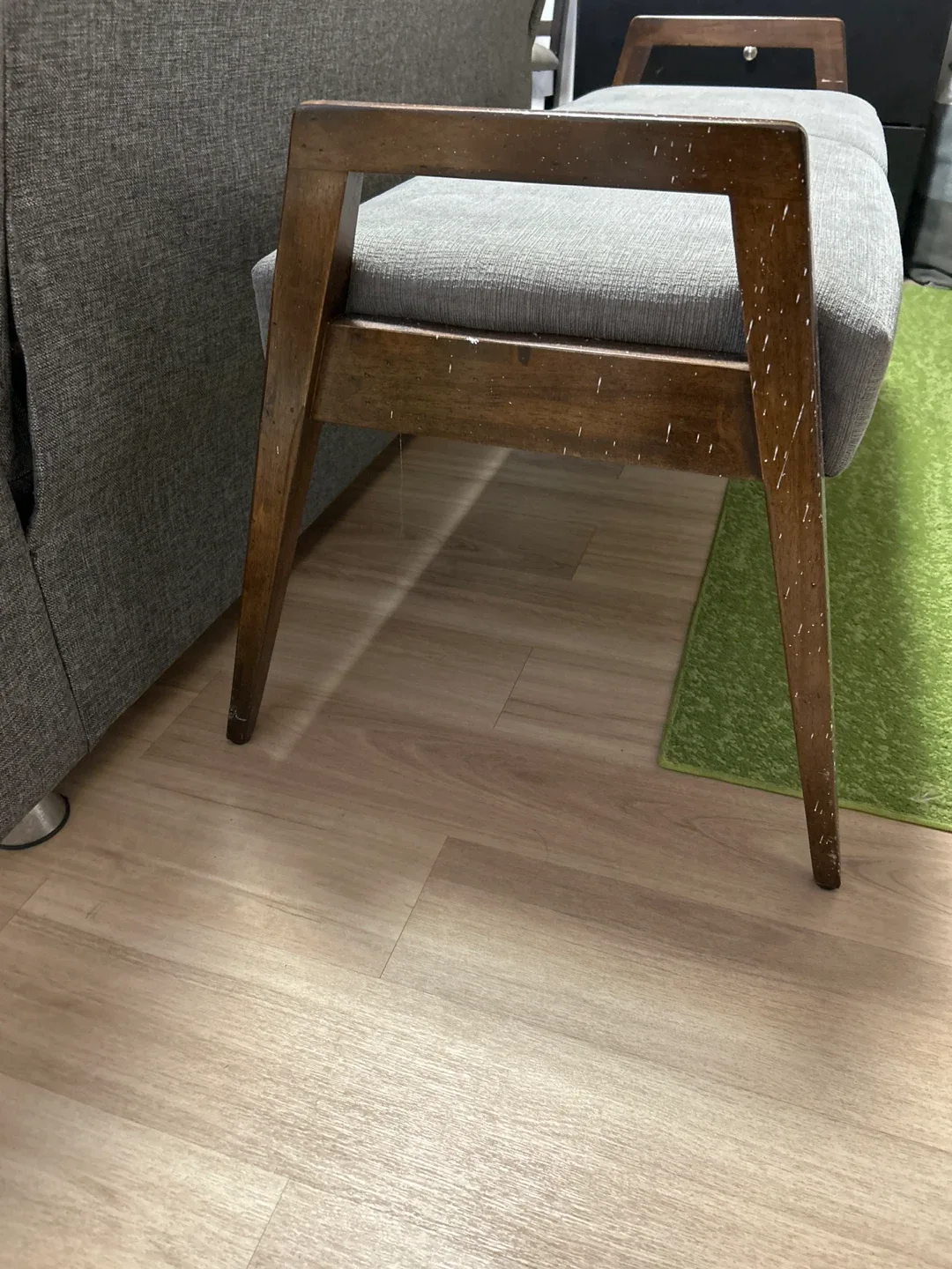 🥕🥕🥕Canadel Bench - Gray Fabric & Wood Frame image indicator(2)