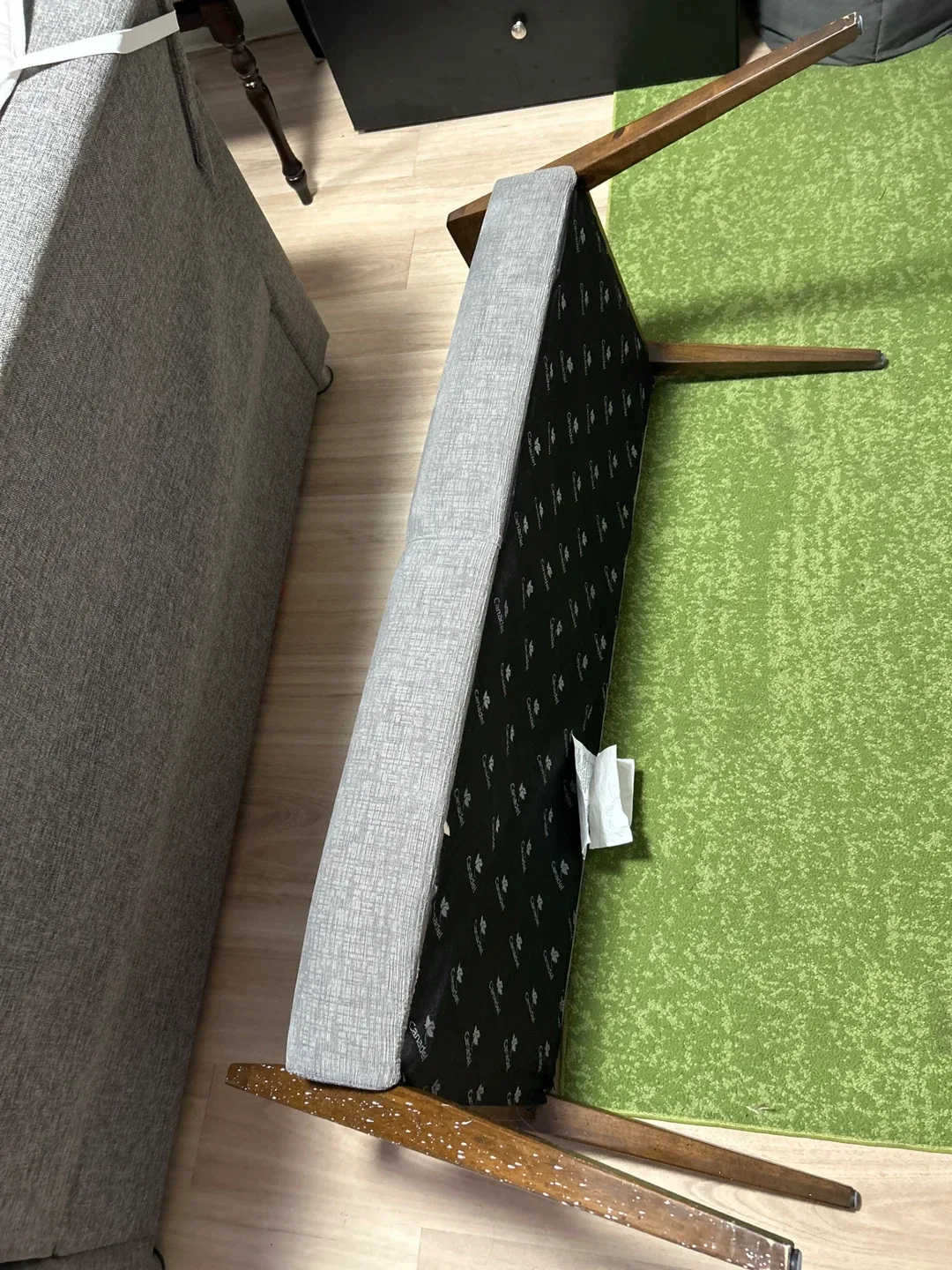 🥕🥕🥕Canadel Bench - Gray Fabric & Wood Frame image indicator(5)