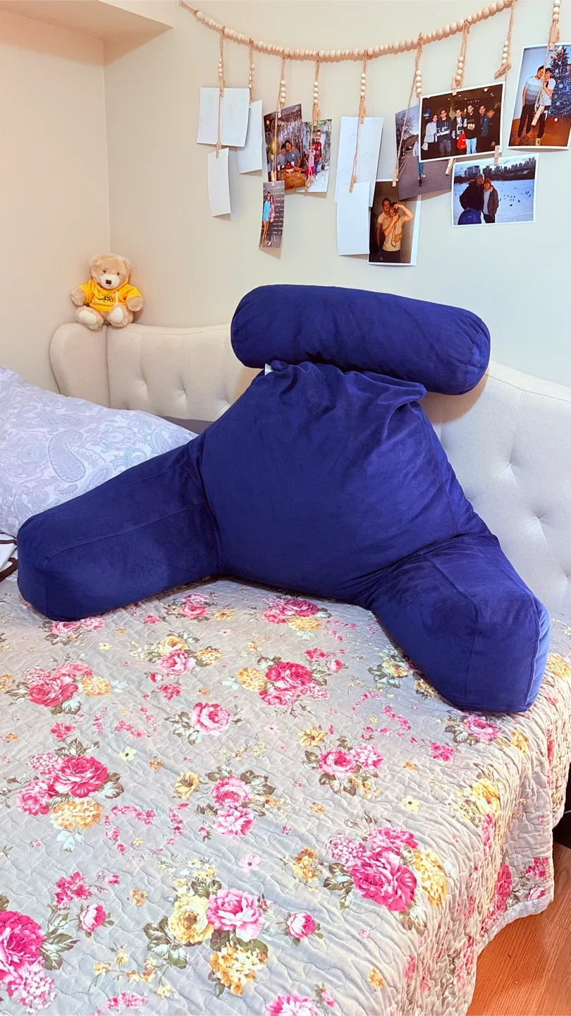 Navy Blue Bed Rest Pillow with Back Support