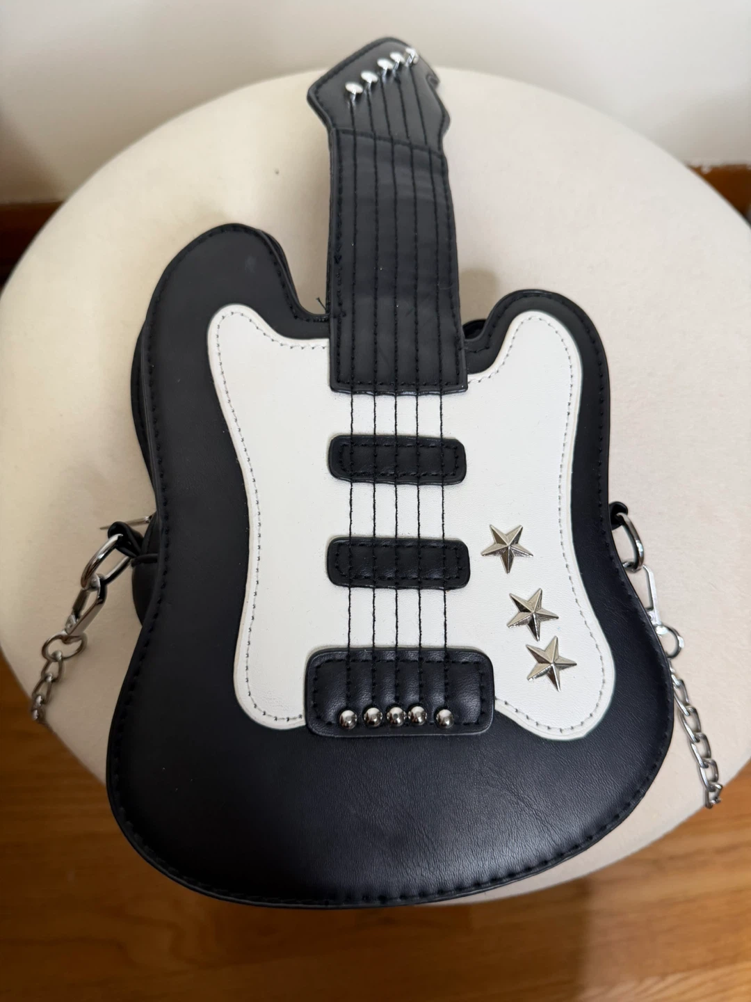 Guitar Shaped Crossbody Bag - Black & White