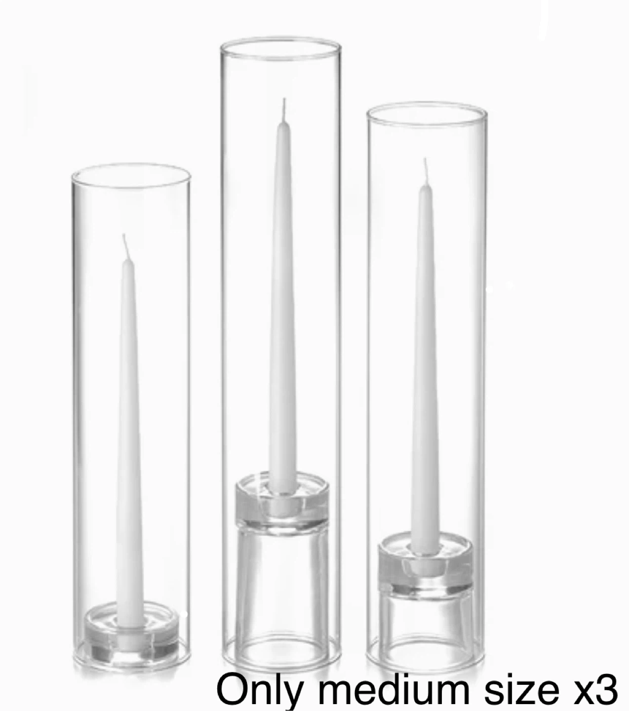 Yummi Candles Glass Chimney Medium Candle Holders x3
