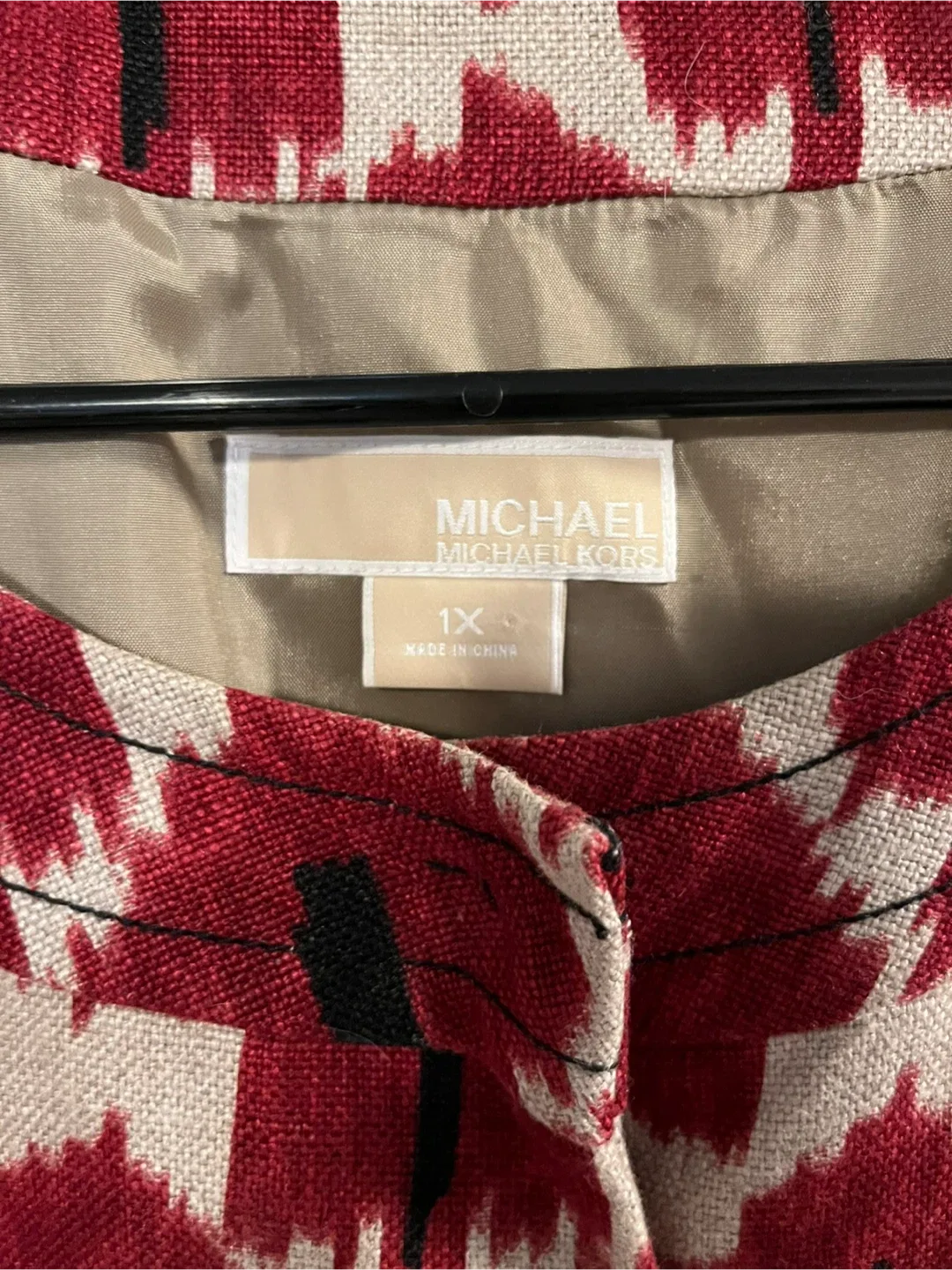 Michael Kors 1X Red/White Patterned Jacket image indicator(3)