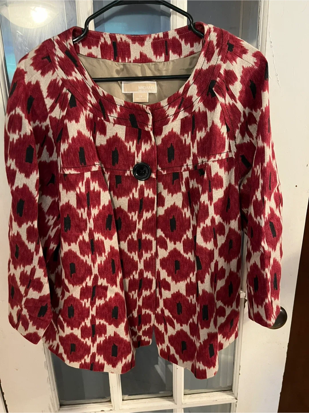 Michael Kors 1X Red/White Patterned Jacket