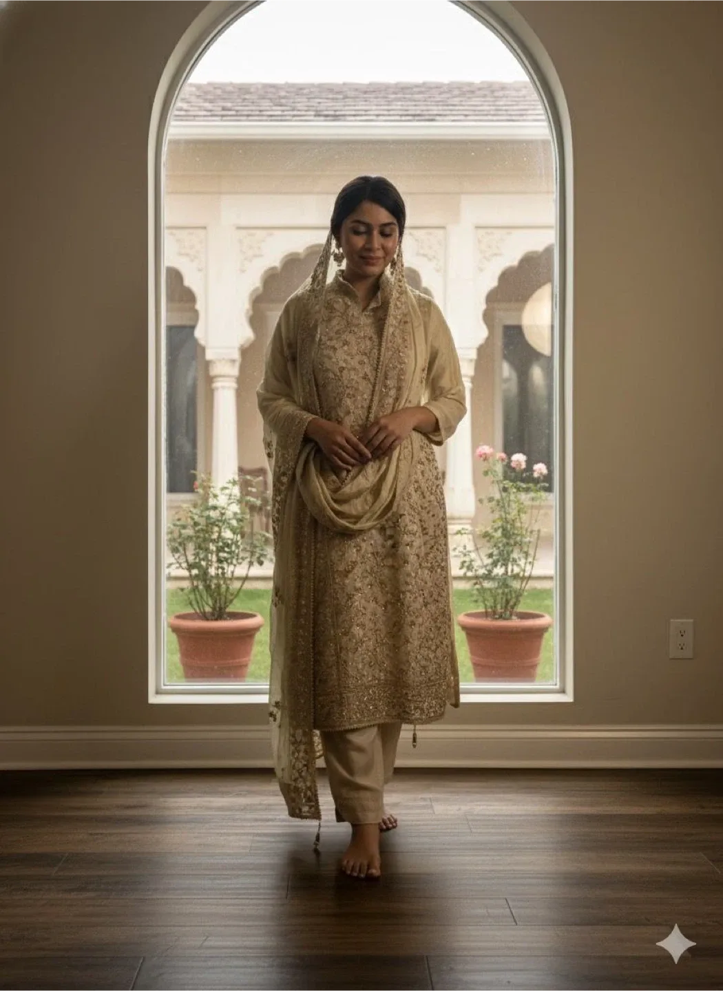 Embroidered Salwar Kameez Suit - Gold thumbnail