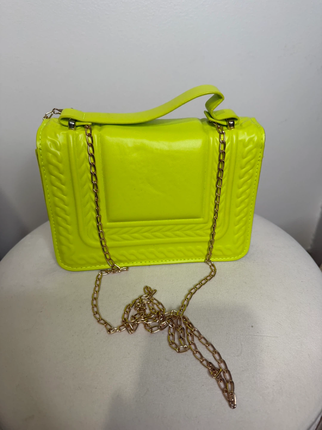 Neon Green Chain Detail Shoulder Bag - photo 2