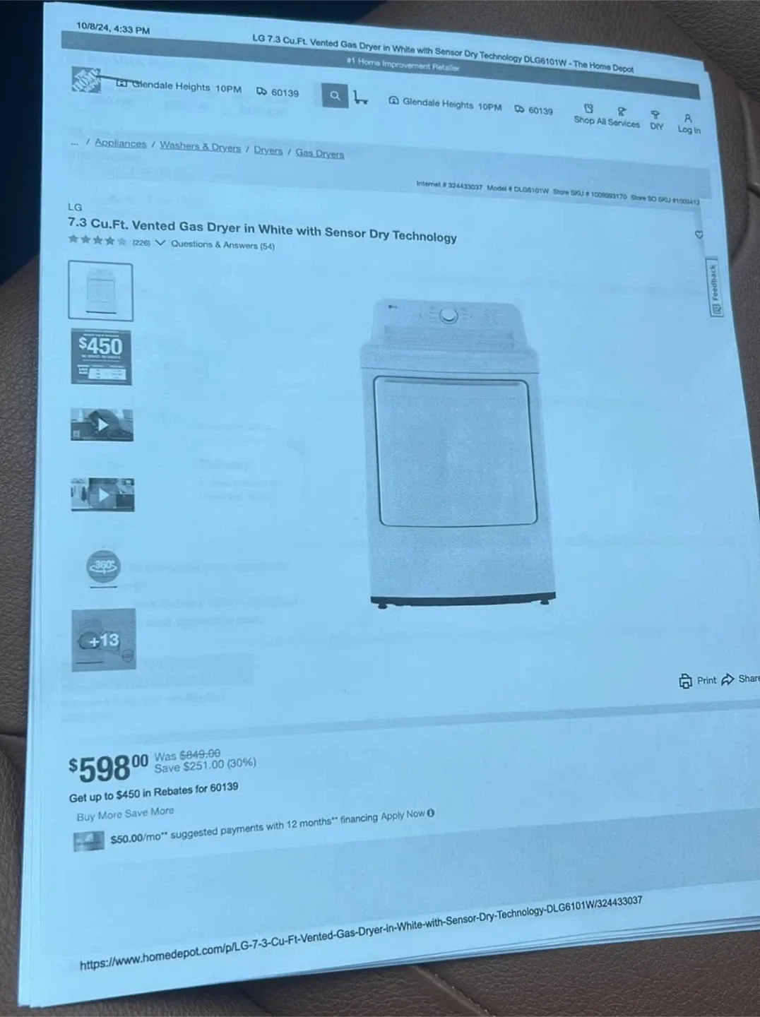 LG 7.3 Cu.Ft. Vented Gas Dryer - White image indicator(5)