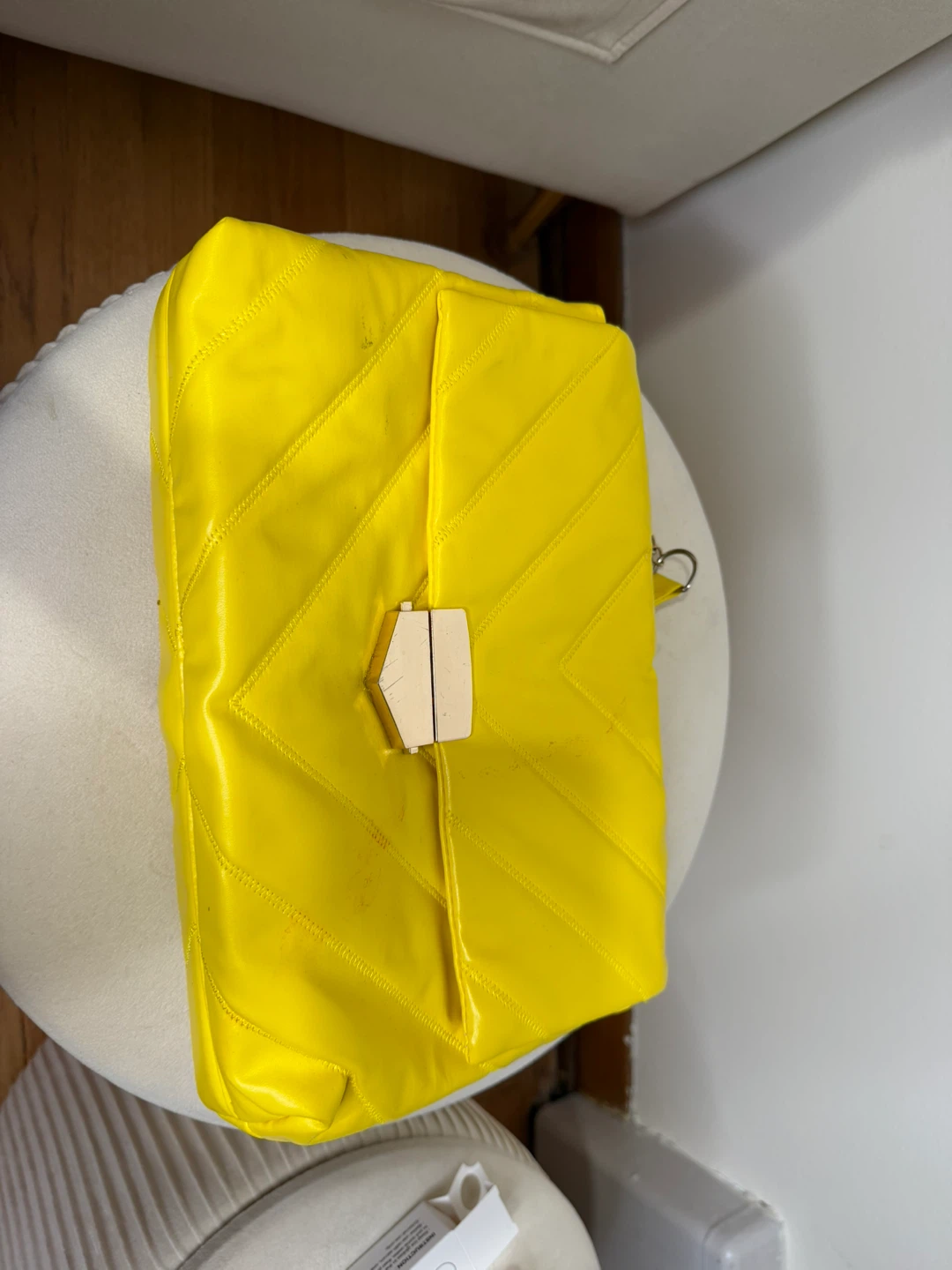Yellow Quilted Chain Shoulder Bag