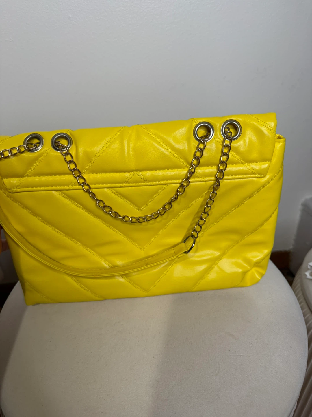 Yellow Quilted Chain Shoulder Bag - photo 2