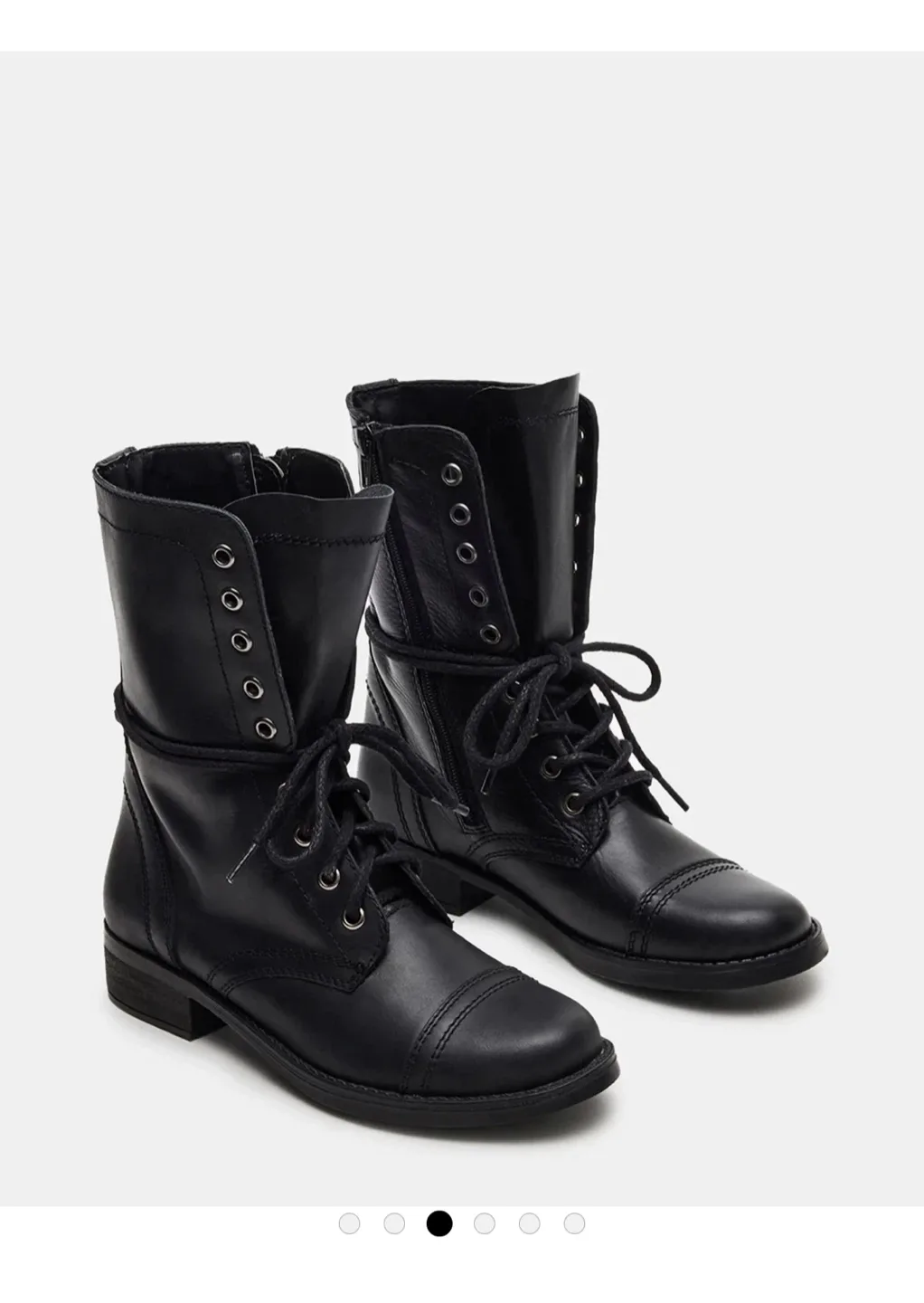 Steve Madden Black Leather Combat Boots image indicator(5)