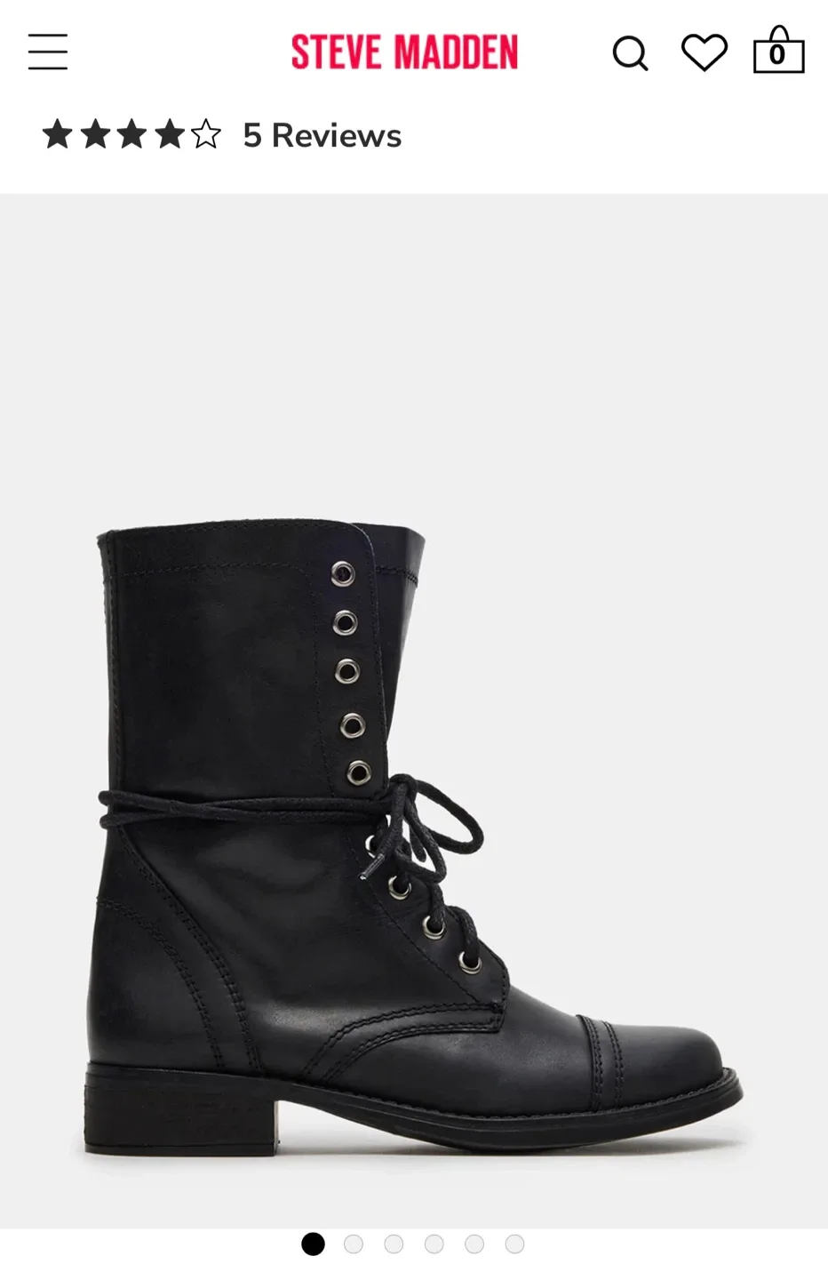 Steve Madden Black Leather Combat Boots image indicator(4)
