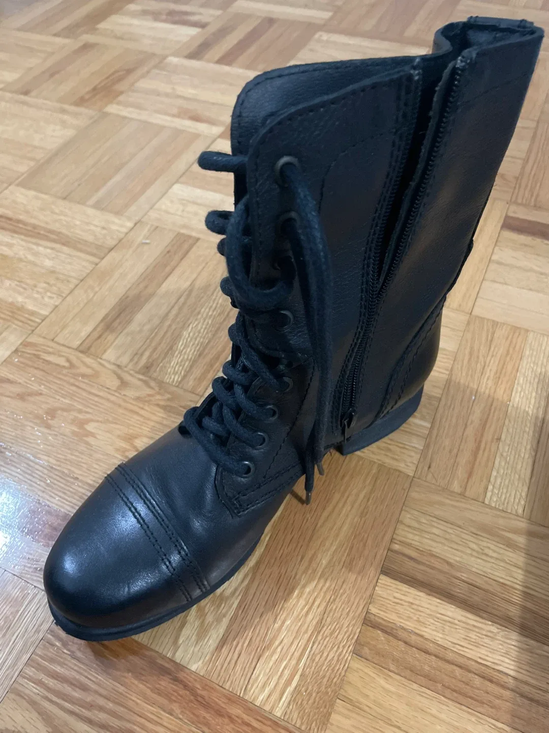 Steve Madden Black Leather Combat Boots image indicator(3)
