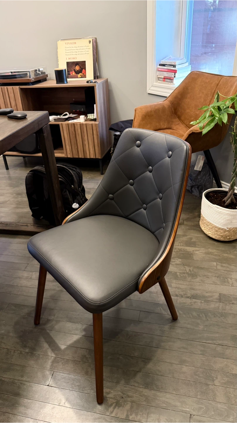 Gray Dining Chair with Wood Frame